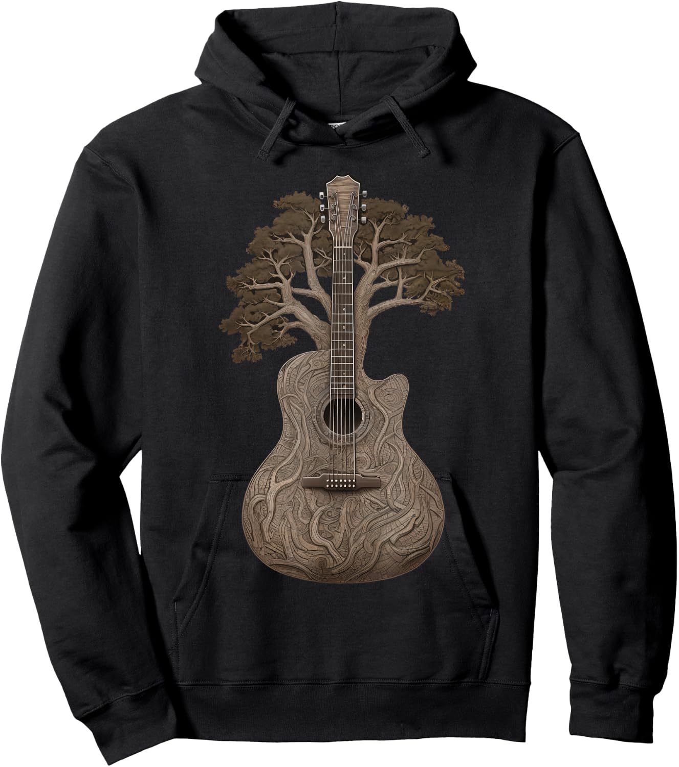 Harmonious Tree of Life Acoustic Guitar Hoodie - Hoodie | Black
