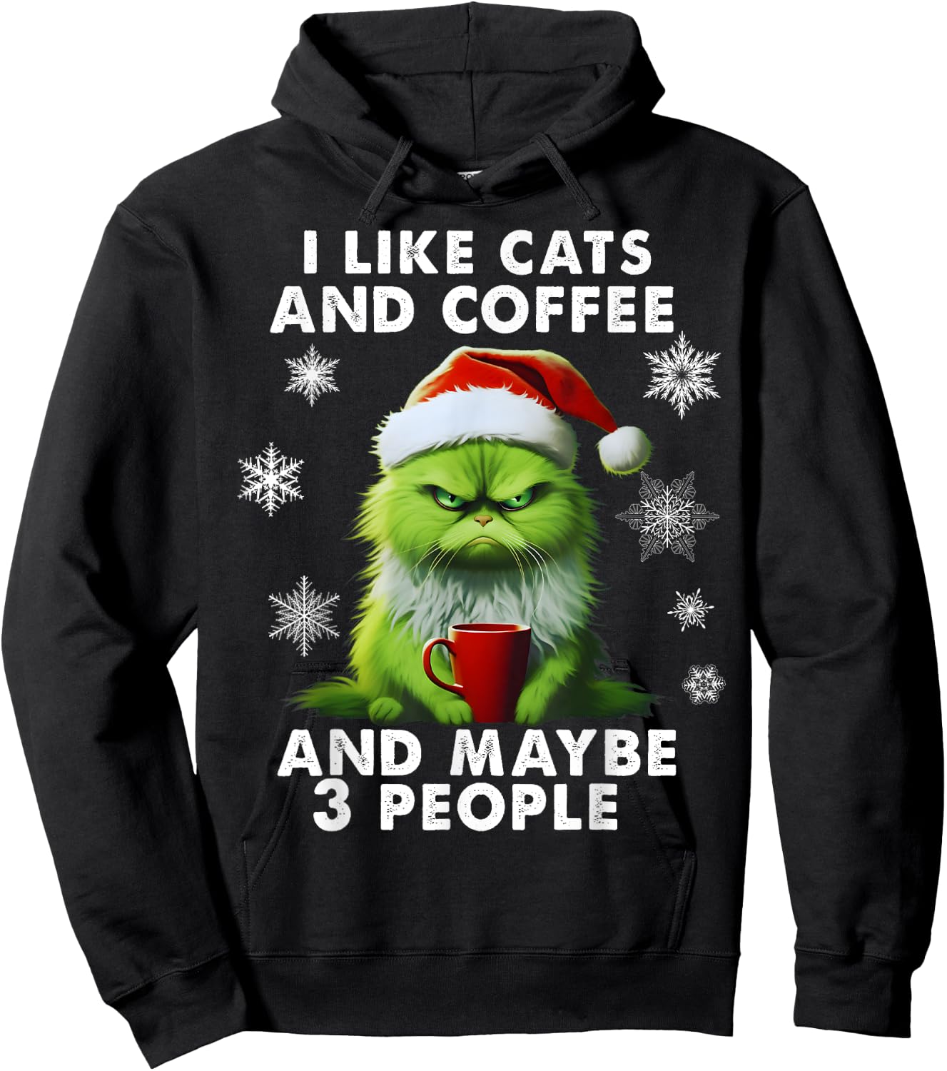 I Like Cats And Coffee And Maybe 3 People Funny Love Cats Hoodie - Hoodie | Black