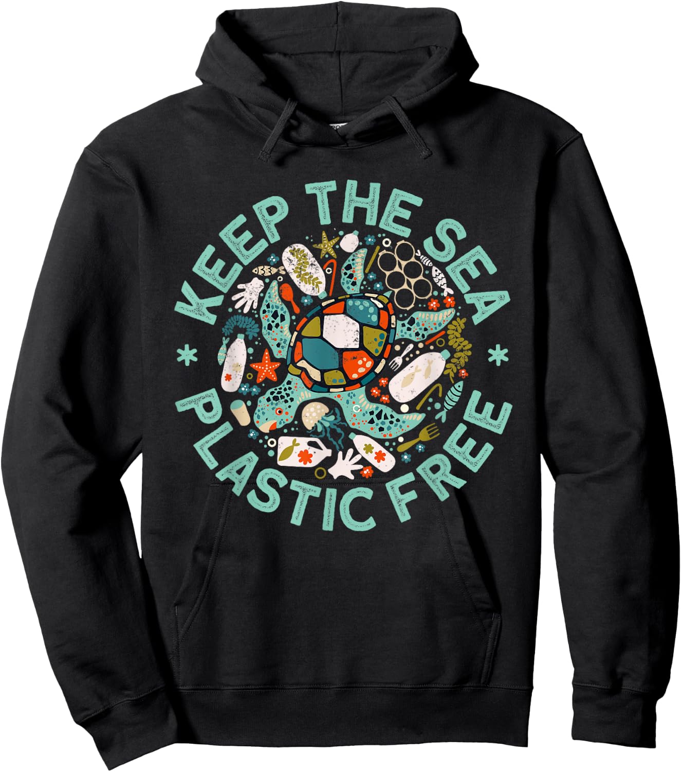 Keep The Sea Plastic Free Save Turtles Ocean Conservation Hoodie - Hoodie | Black