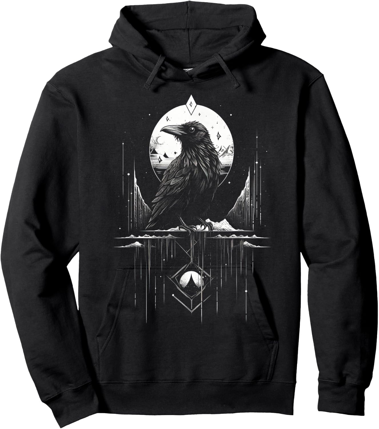 Raven Crow Dark Bird Witchcraft Omens Midnight Hoodie - Hoodie | Black