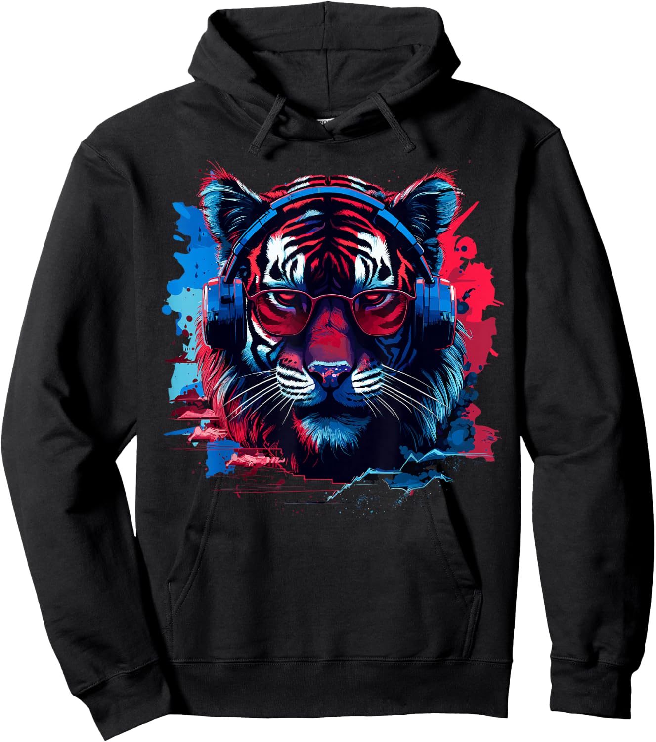 Sound Activated Audio Waveforms Concerts Party Tiger Decor Hoodie - Hoodie | Black