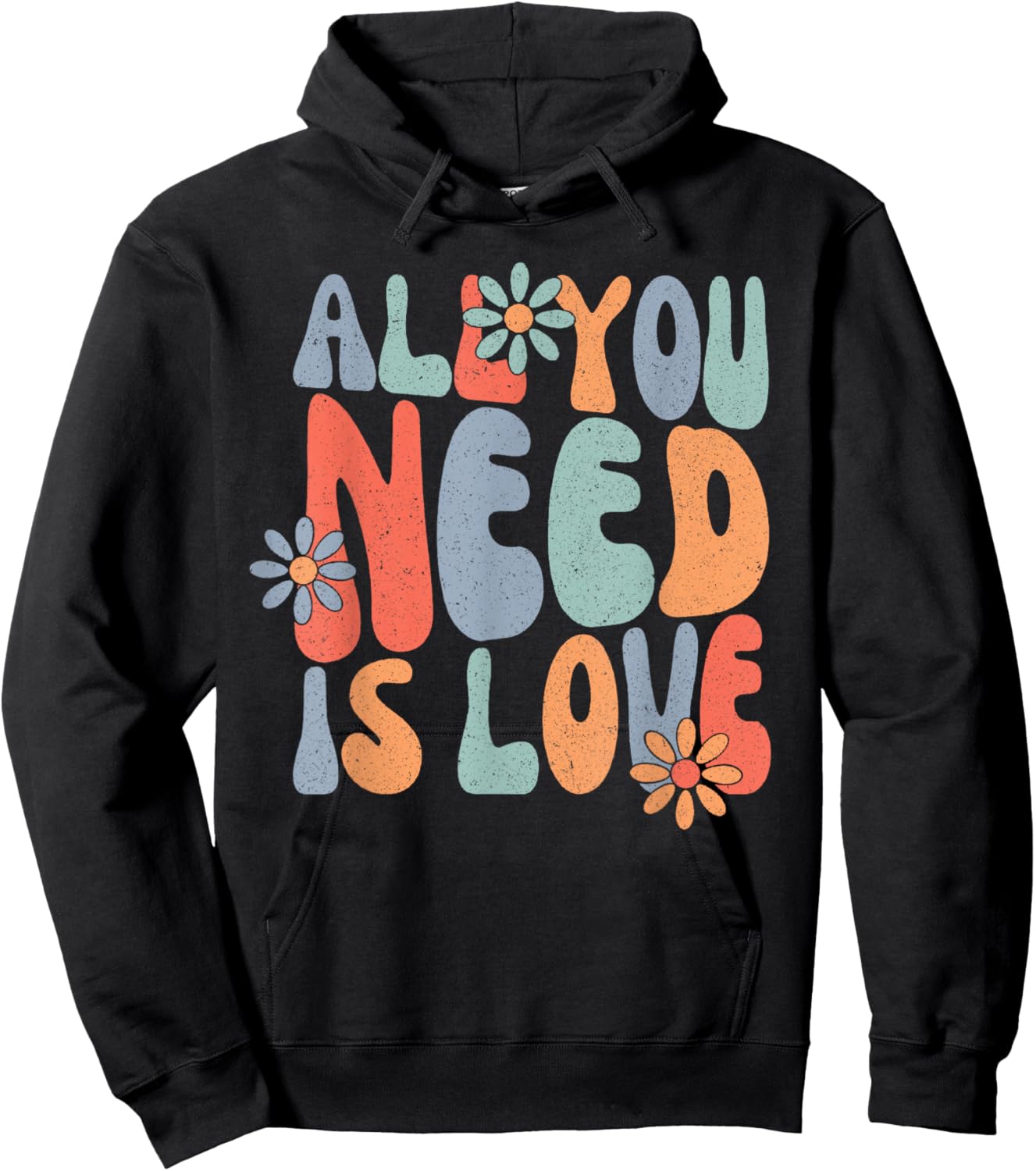 All You Need Is Love, Groovy Hippie Tie Dye Hoodie - Hoodie | Black
