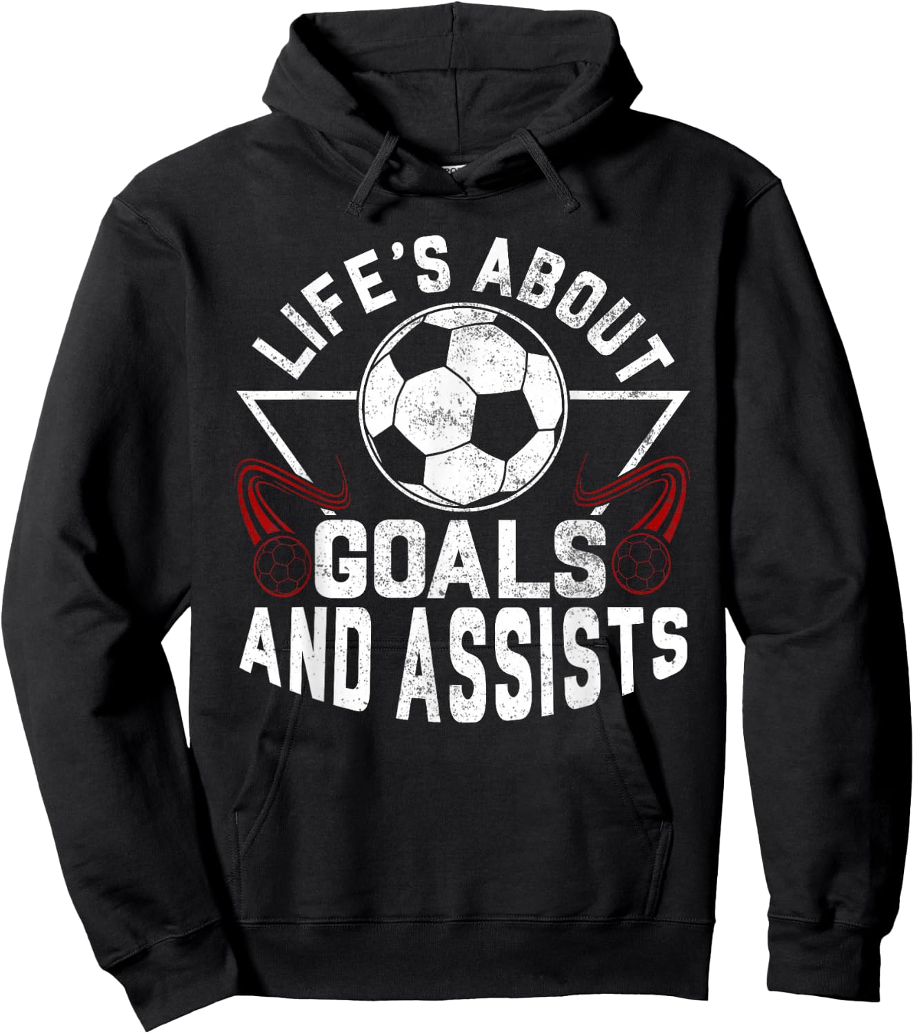 Life's About Goals (And Assists) Soccer Player For Boys Men Hoodie - Hoodie | Black