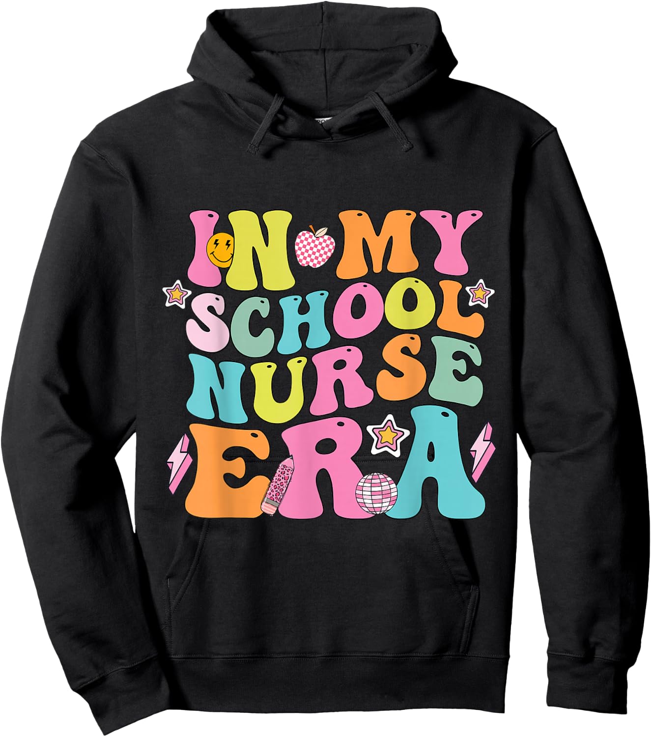 In My School Nurse Era Groovy Back To School Life Hoodie - Hoodie | Black