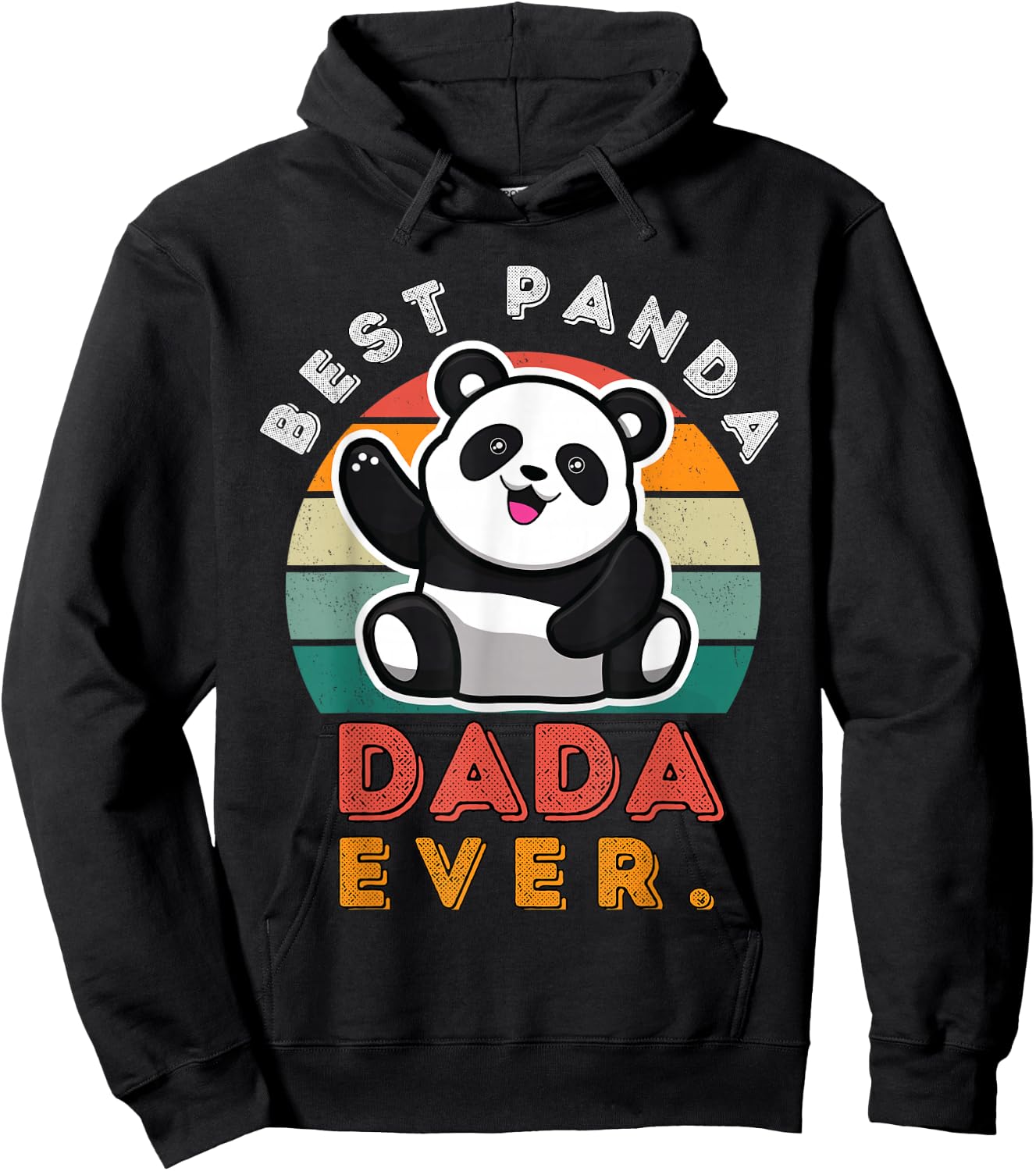 Best Panda Dada Ever Vintage Retro Sunset Kungfu Panda Hoodie - Hoodie | Black