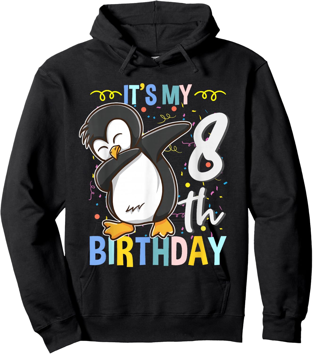 Its My 8th Birthday Dabbing Penguin Hoodie - Hoodie | Black