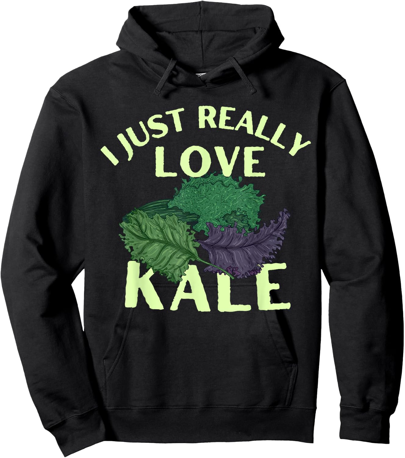 Funny I Just Really Love Kale Vegetarian Vegan Vegetable Hoodie - Hoodie | Black