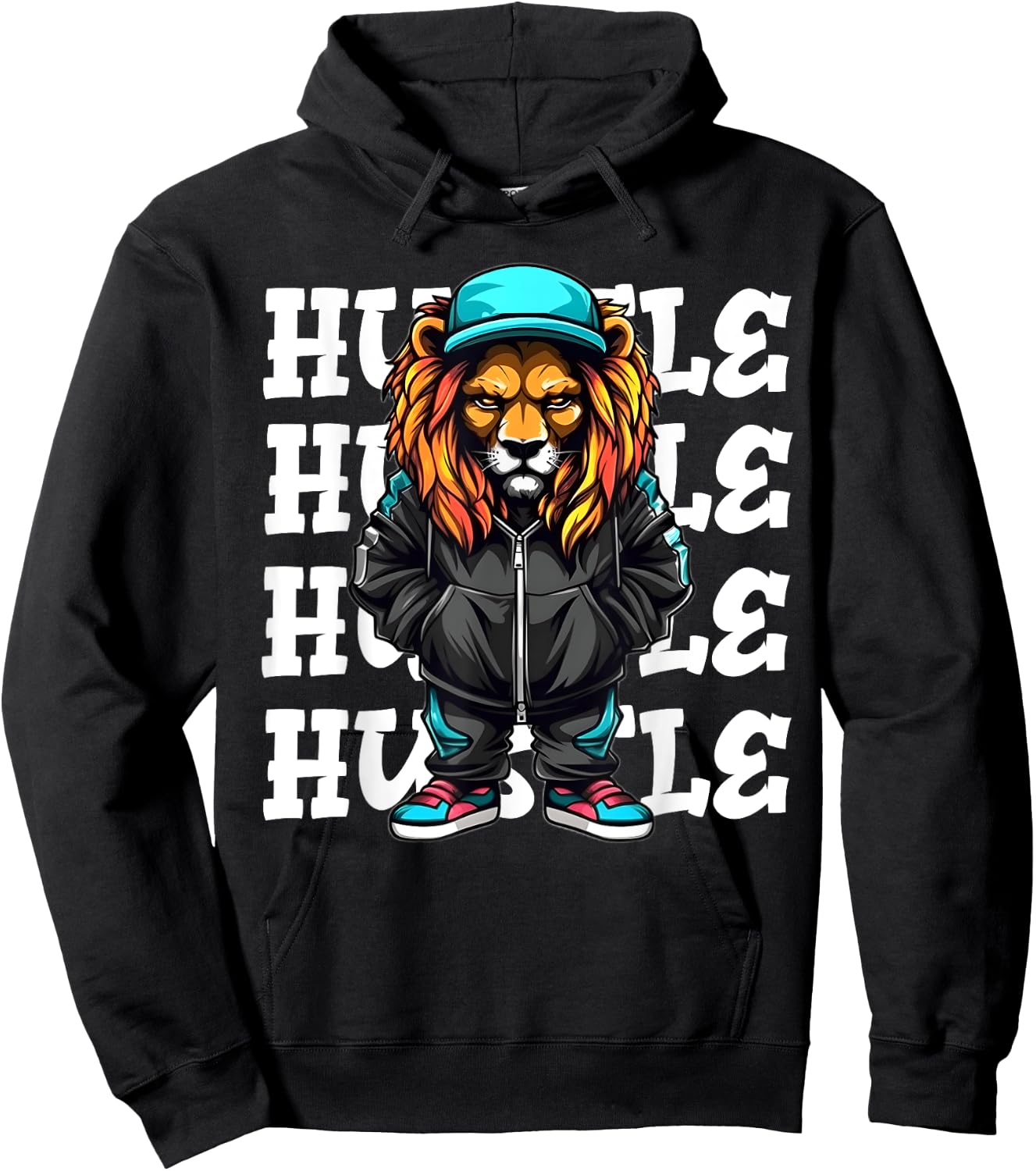 Hip Hop Lion Hustle Money Urban Animal Streetwear Boys Hoodie - Hoodie | Black