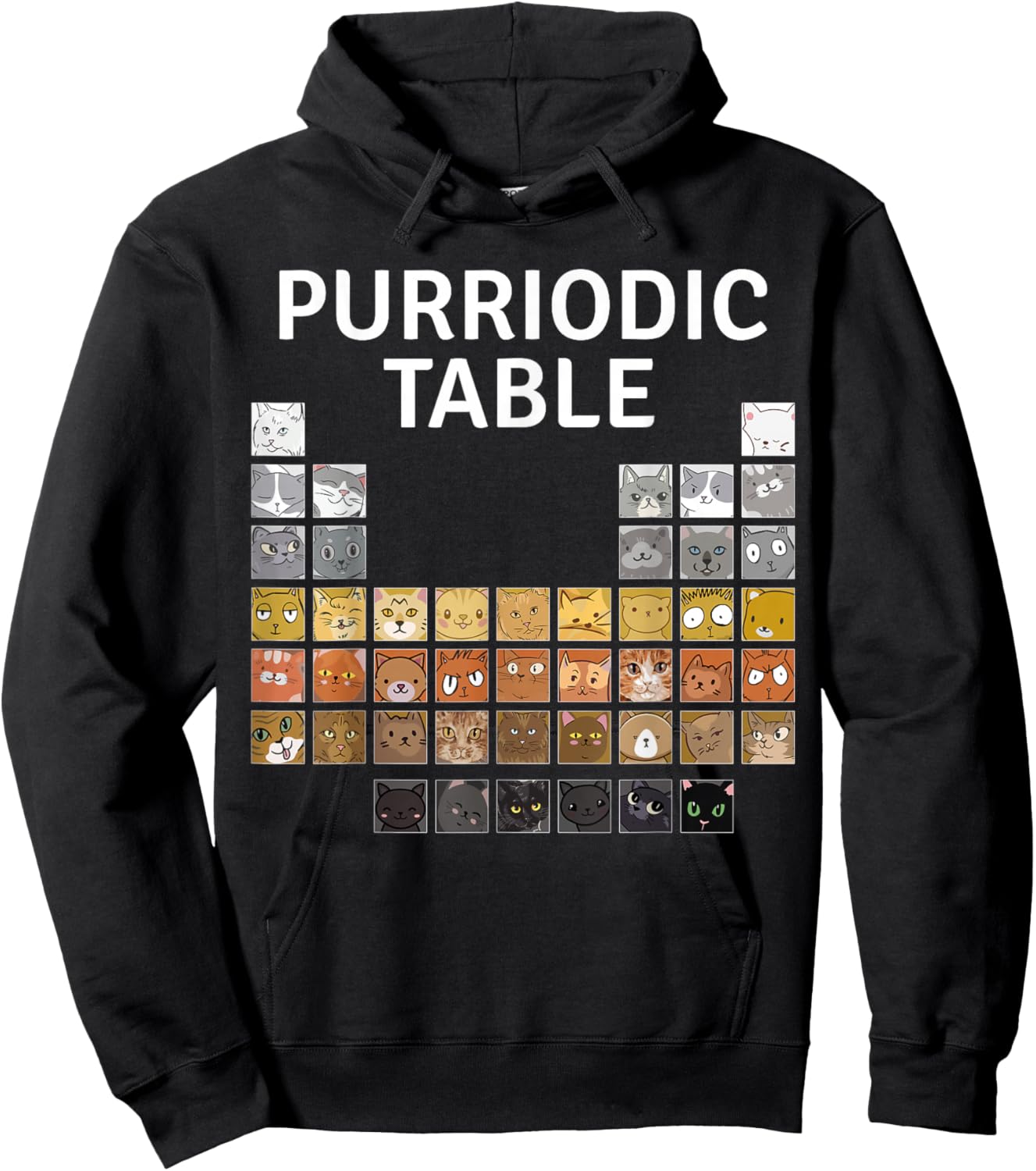 Chemistry Cat - Purriodic Table - Chemistry Pun Chemist Hoodie - Hoodie | Black