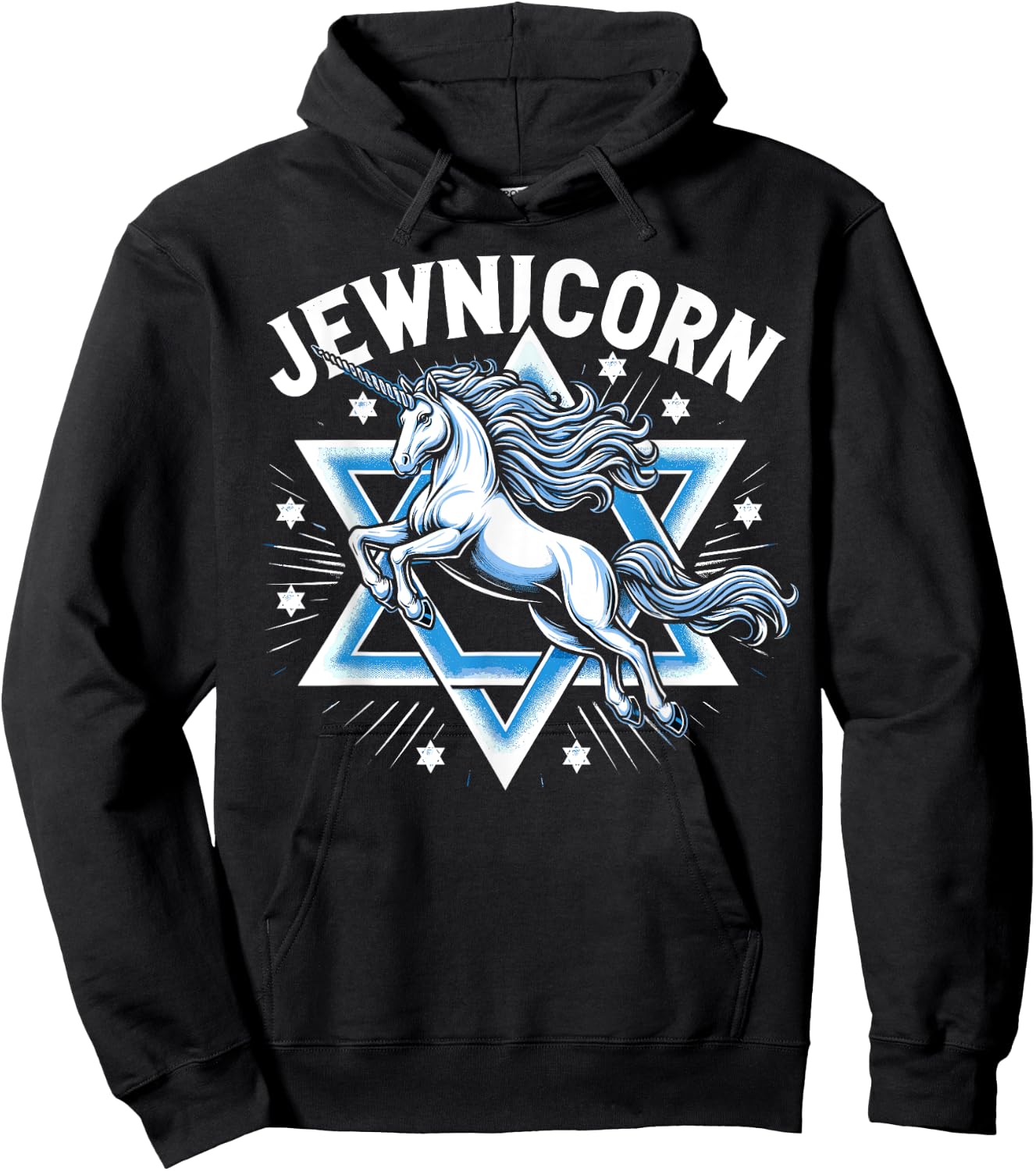 Jewnicorn Funny Jewish Hanukkah Jewnicorn Hoodie - Hoodie | Black