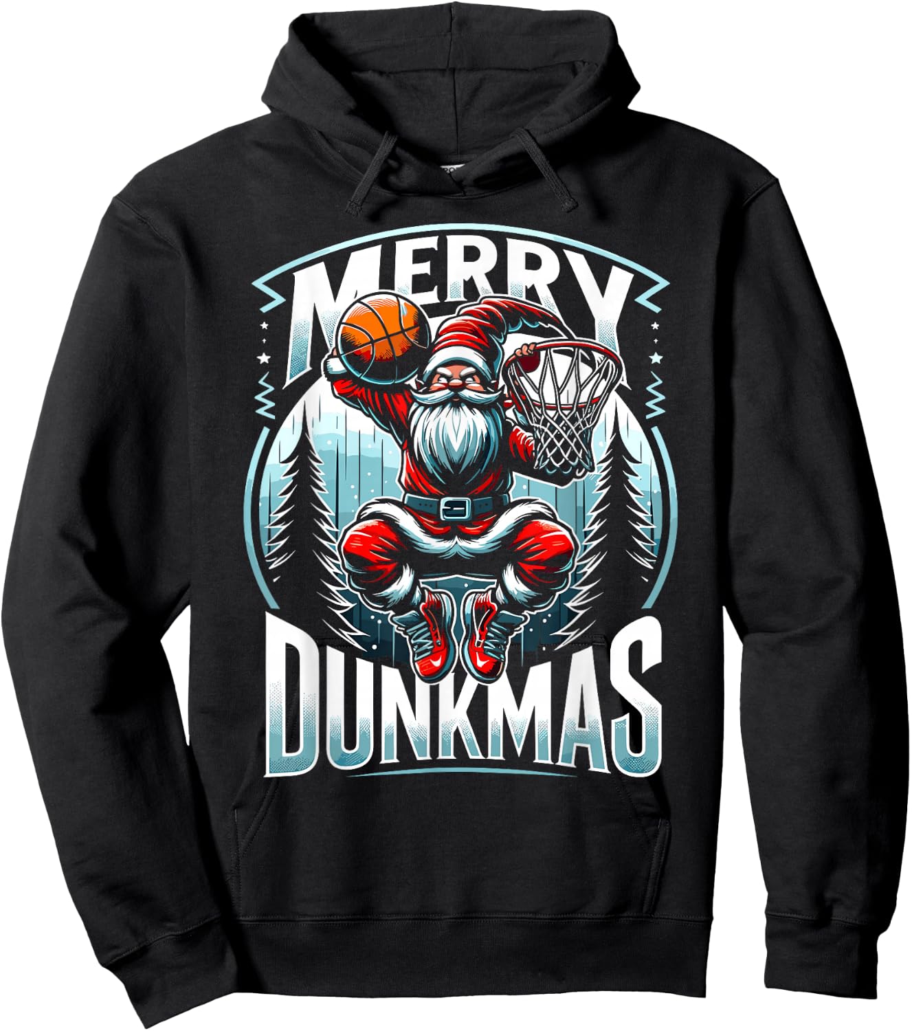 Basketball Gnome Merry Dunkmas, Christmas Basketball Player Hoodie - Hoodie | Black