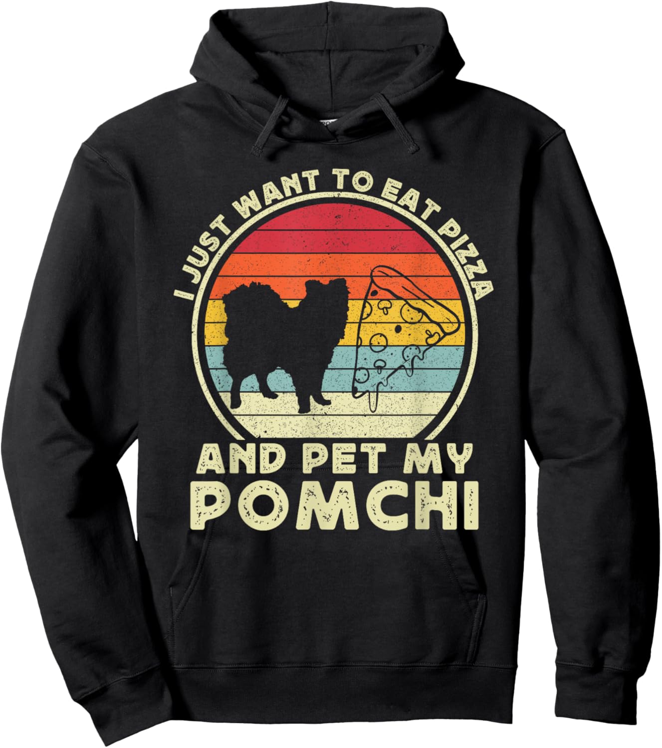 Pizza And Pomchi Women Pom-Chi Dog Mom Dad Funny Hoodie - Hoodie | Black