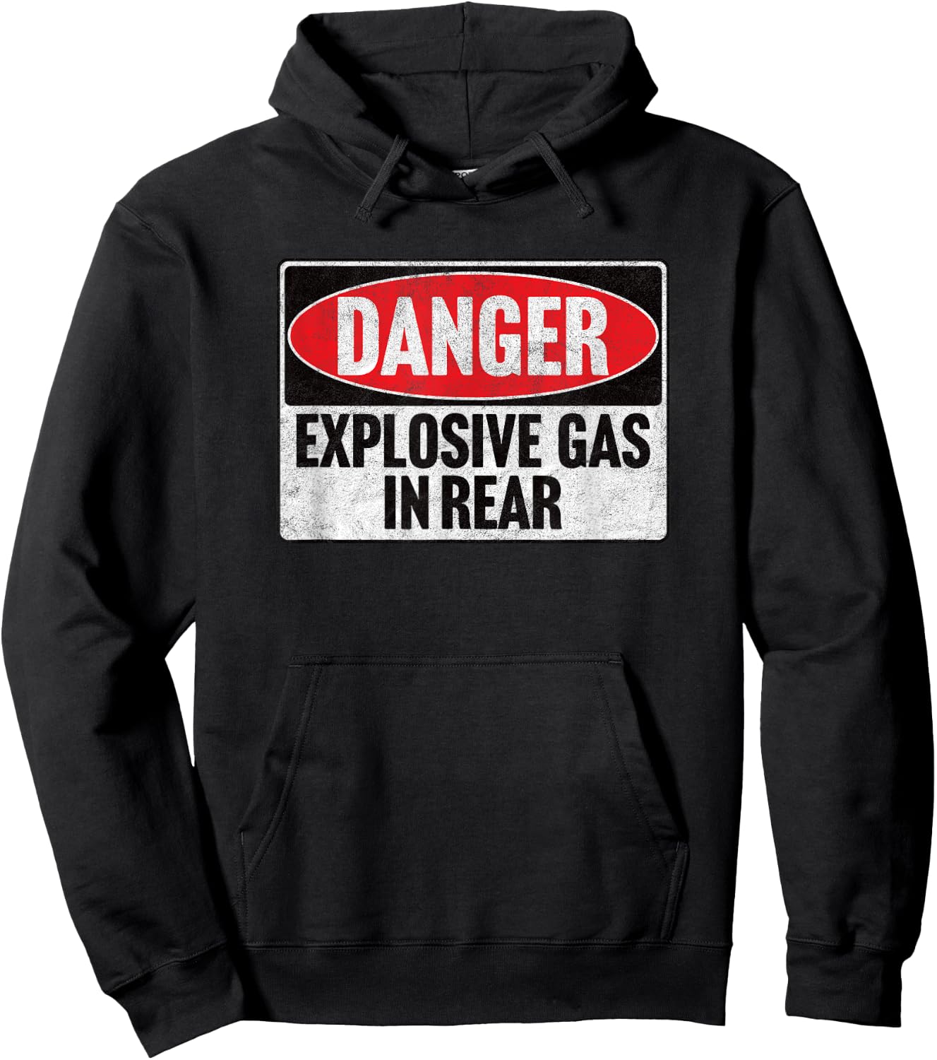 DANGER EXPLOSIVE GAS IN REAR vintage retro 80's fart farting Hoodie - Hoodie | Black
