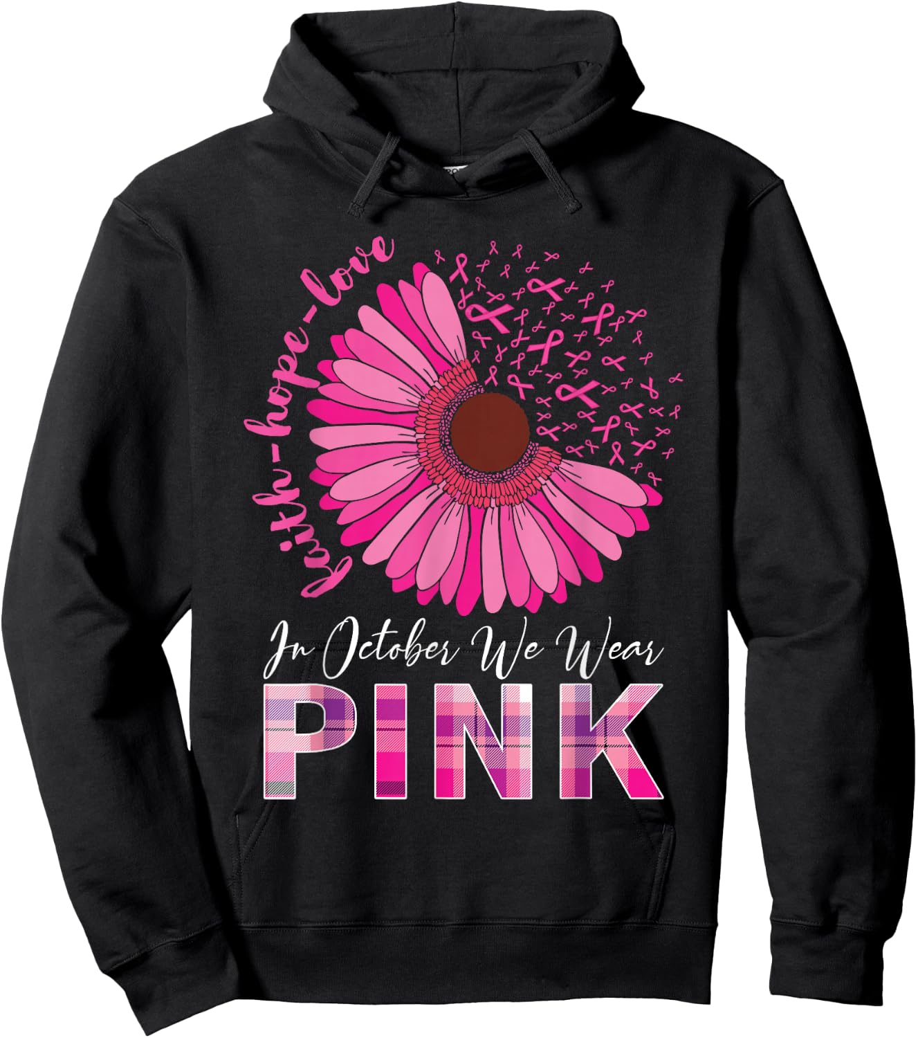 In October We Wear Pink Breast Cancer Awareness Hoodie - Hoodie | Black