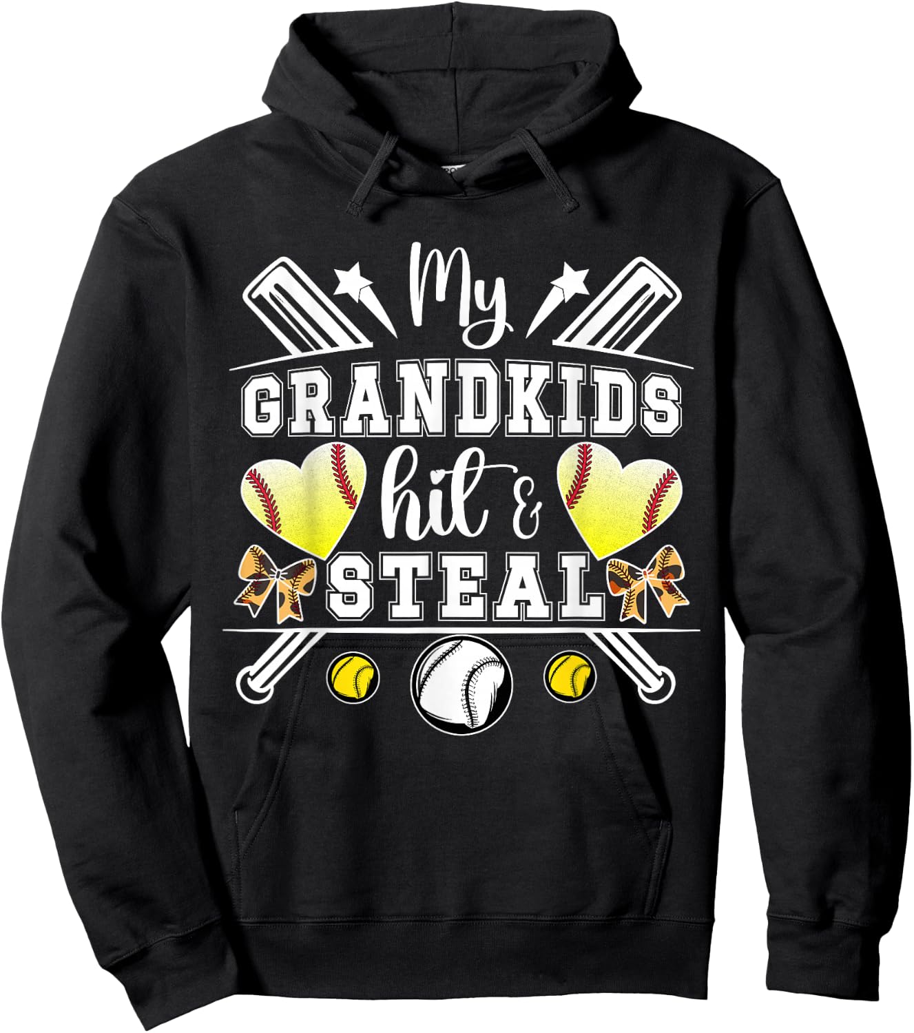 My Grandkids Hit & Steal Baseball Softball Grandma Hoodie - Hoodie | Black