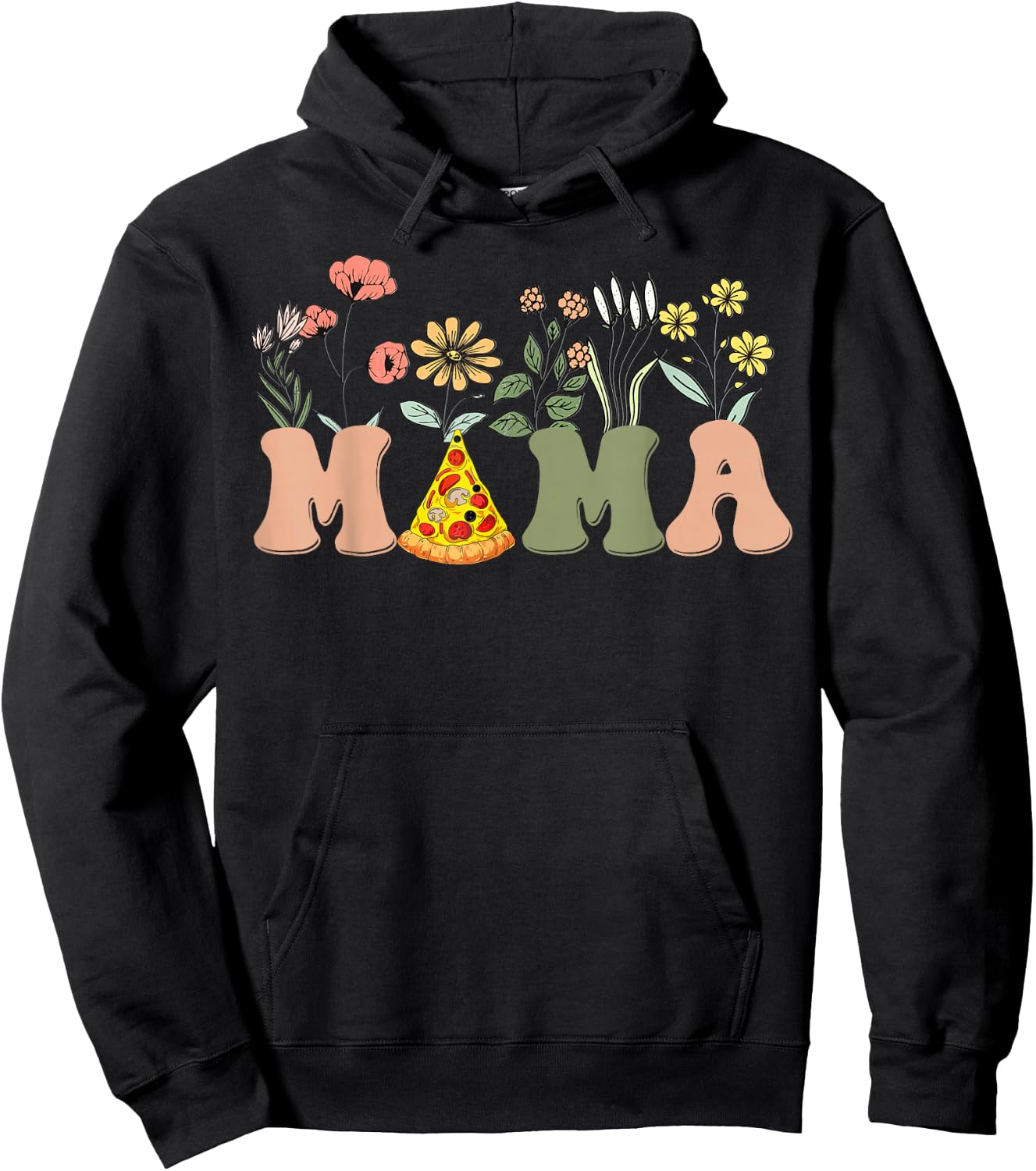Mama Birthday Pizza Theme Birthday Pizza Lover Party Hoodie - Hoodie | Black