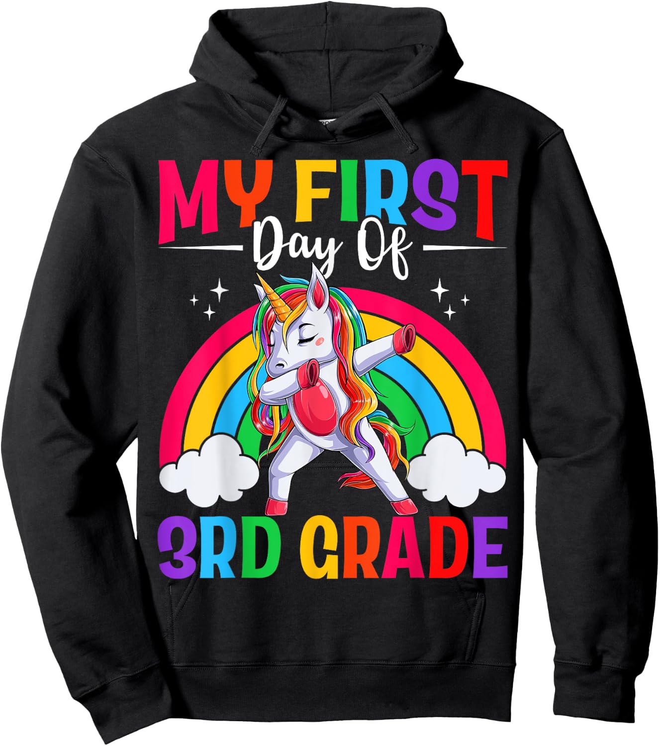 My First Day Of 3rd Grade Unicorn Third Grade Team Girls Hoodie - Hoodie | Black