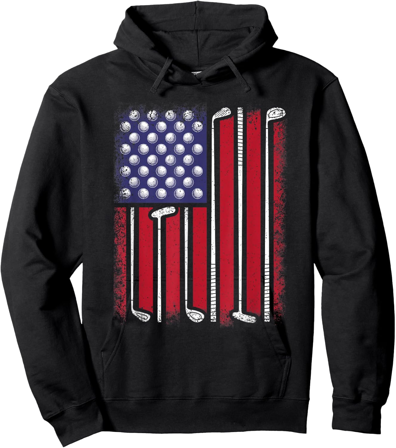 Funny Golf American Flag Golf Player Vintage Golfer Men Boys Hoodie - Hoodie | Black