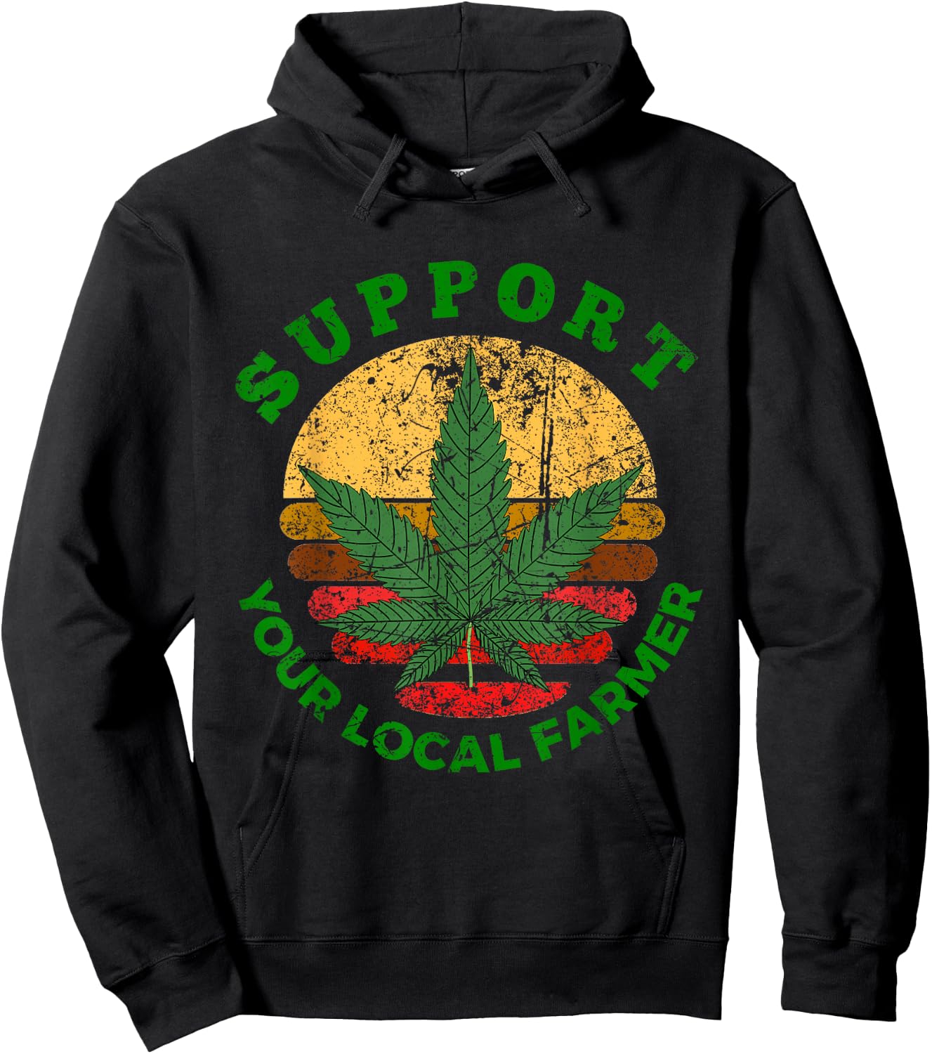 Support Your Local Farmer Marijuana Cannabis 420 Weed Retro Hoodie - Hoodie | Black