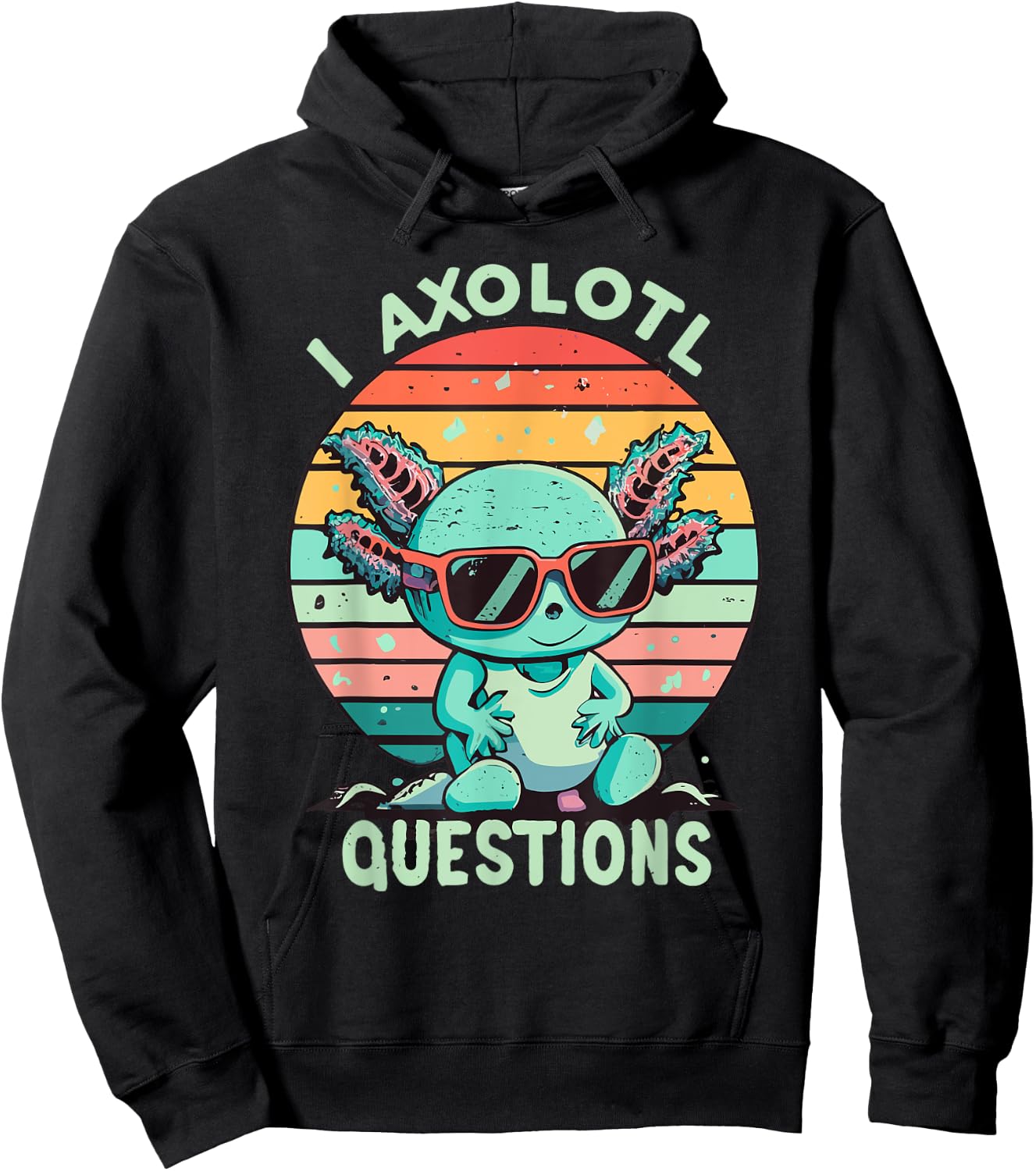I Axolotl Questions Kids Retro Vintage Hoodie - Hoodie | Black