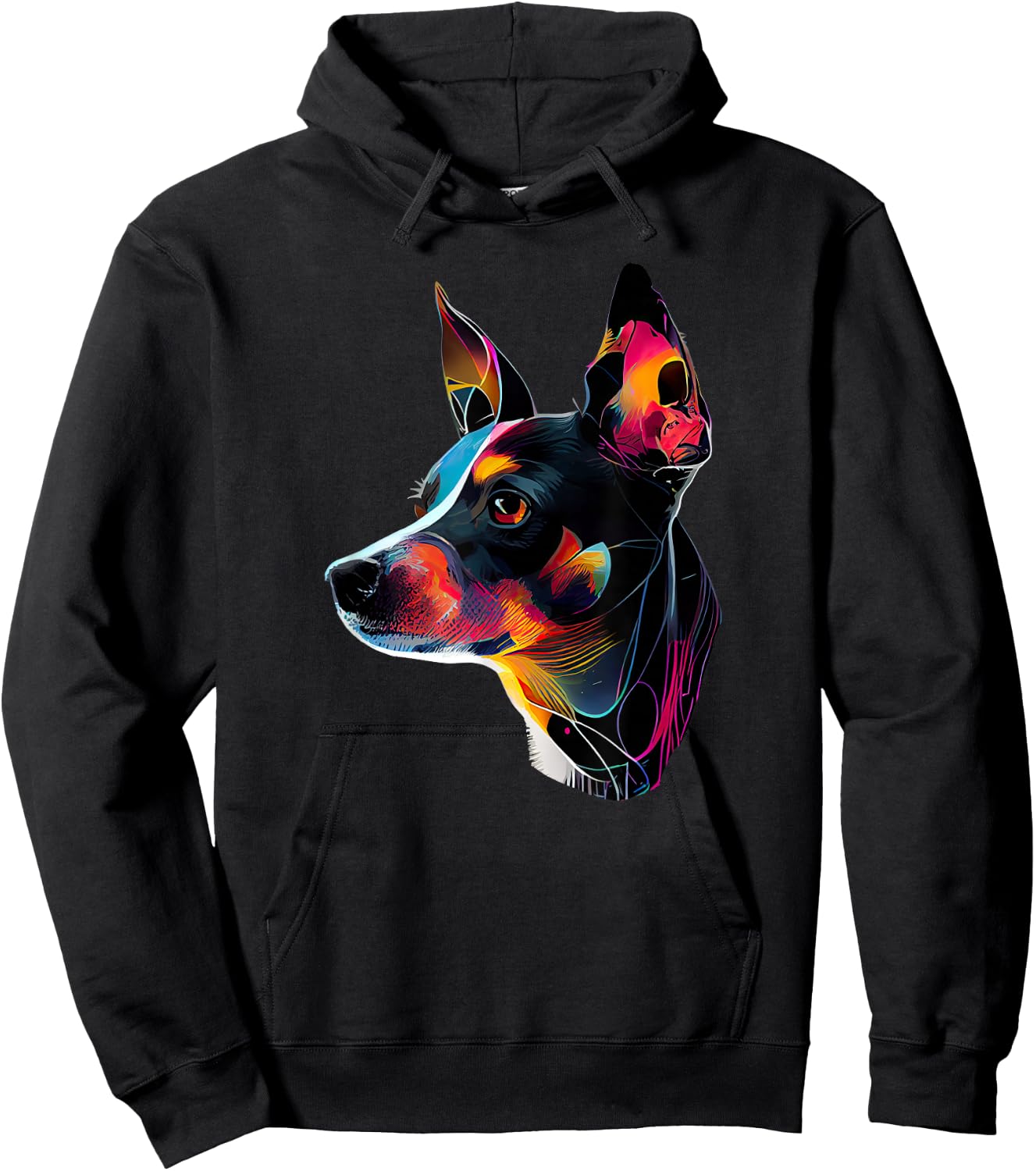 Rat Terrier Mom Designs Rat Terrier Pop Art - Black, Small - Rat Terrier Lovers, Women, -Adults, Short Sleeve, Classic Fit, Cotton 65% Polyester 35% Hoodie - Hoodie | Black