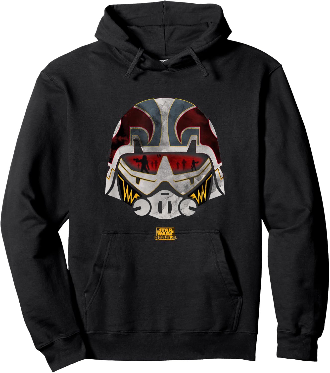 Star Wars Rebels Ezra Bridger Cadet Helmet Distressed Logo Hoodie - Hoodie | Black