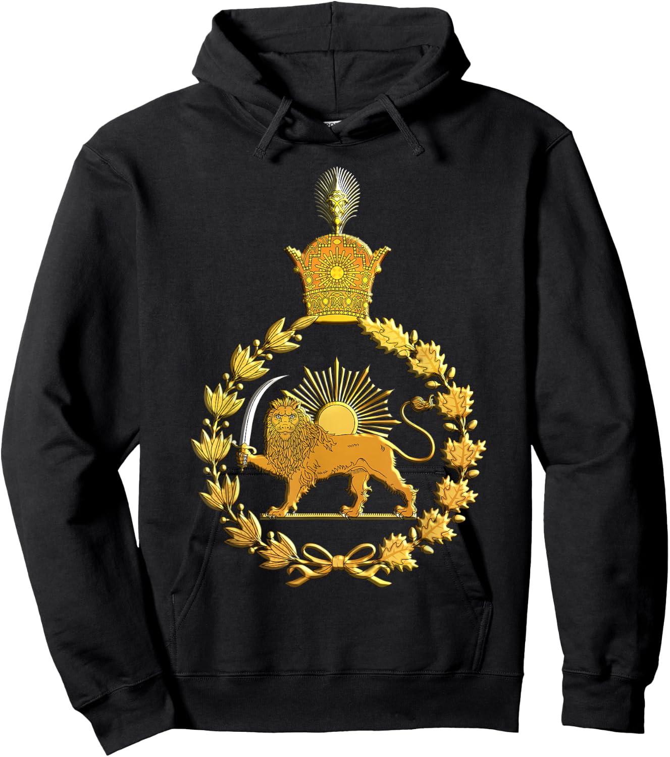 Iran Lion and Sun Pahlavi Dynasty Shir o Khorshid Hoodie - Hoodie | Black