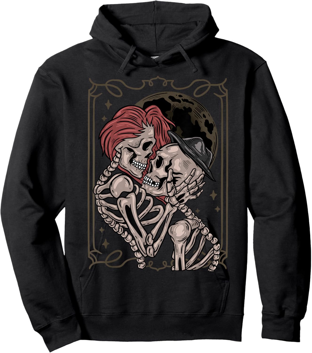 The Lovers Tarot Moon Gothic Skeleton Occult Goth Hoodie - Hoodie | Black