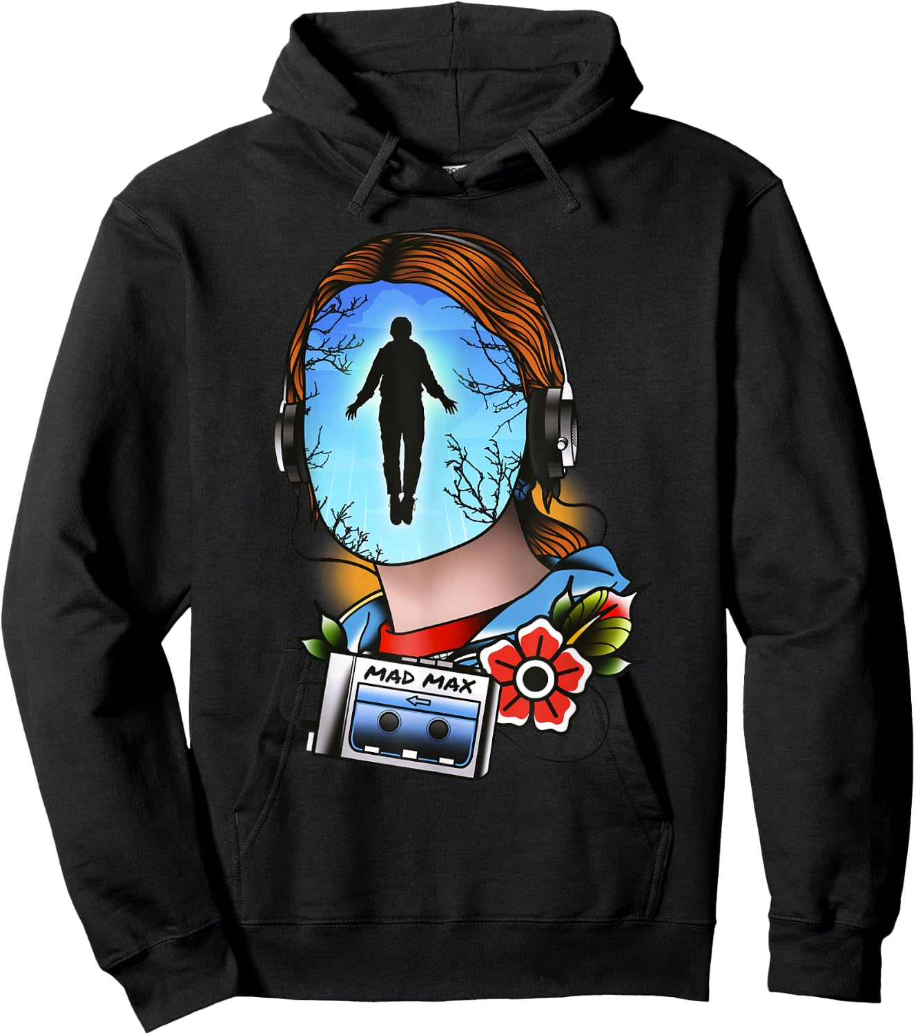 Stranger Things Mad Max Tattoo Style Big Face Epic Scene Hoodie - Hoodie | Black