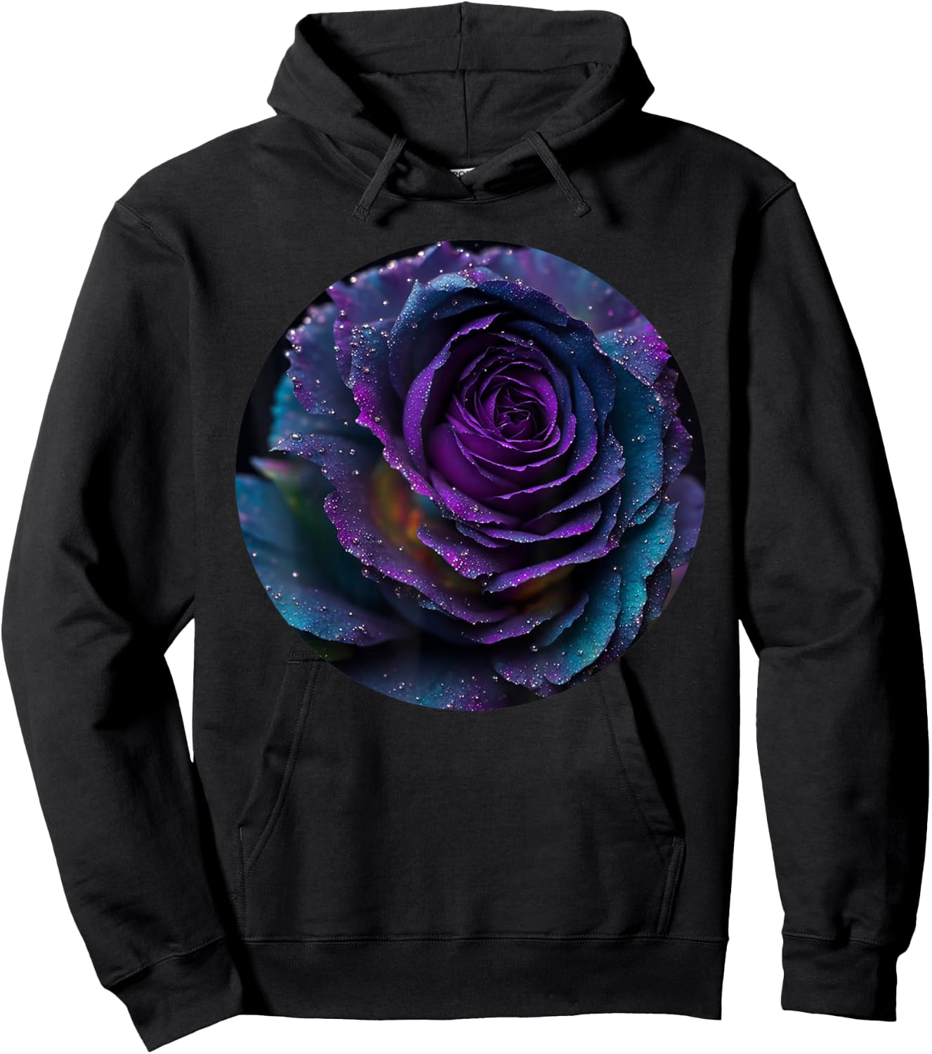 Black Purple Rose Flower Floral Hoodie - Hoodie | Black