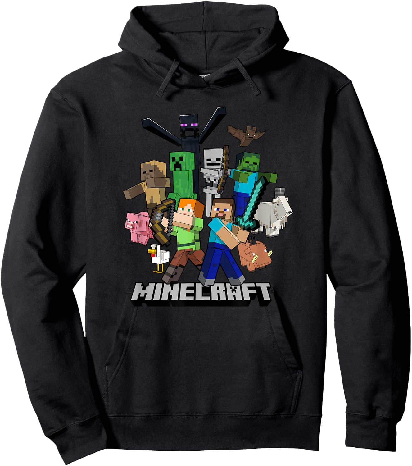 Minecraft Heroes & Enemies Group Shot Hoodie - Hoodie | Black