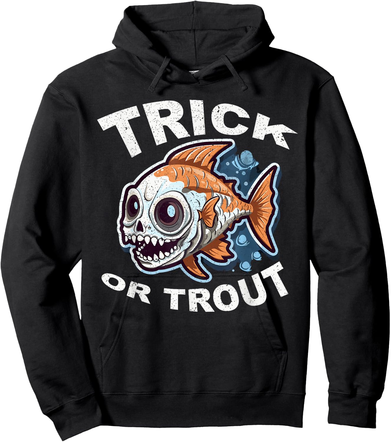 Fish Halloween Fishing Trick Or Treat Spooky Fisherman Hoodie - Hoodie | Black