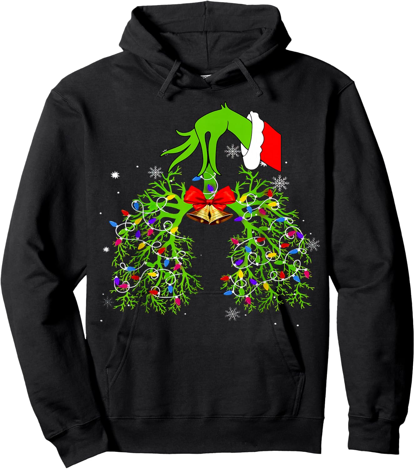 Christmas Nurse, Respiratory Therapist, Lung Xmas Lights Hoodie - Hoodie | Black