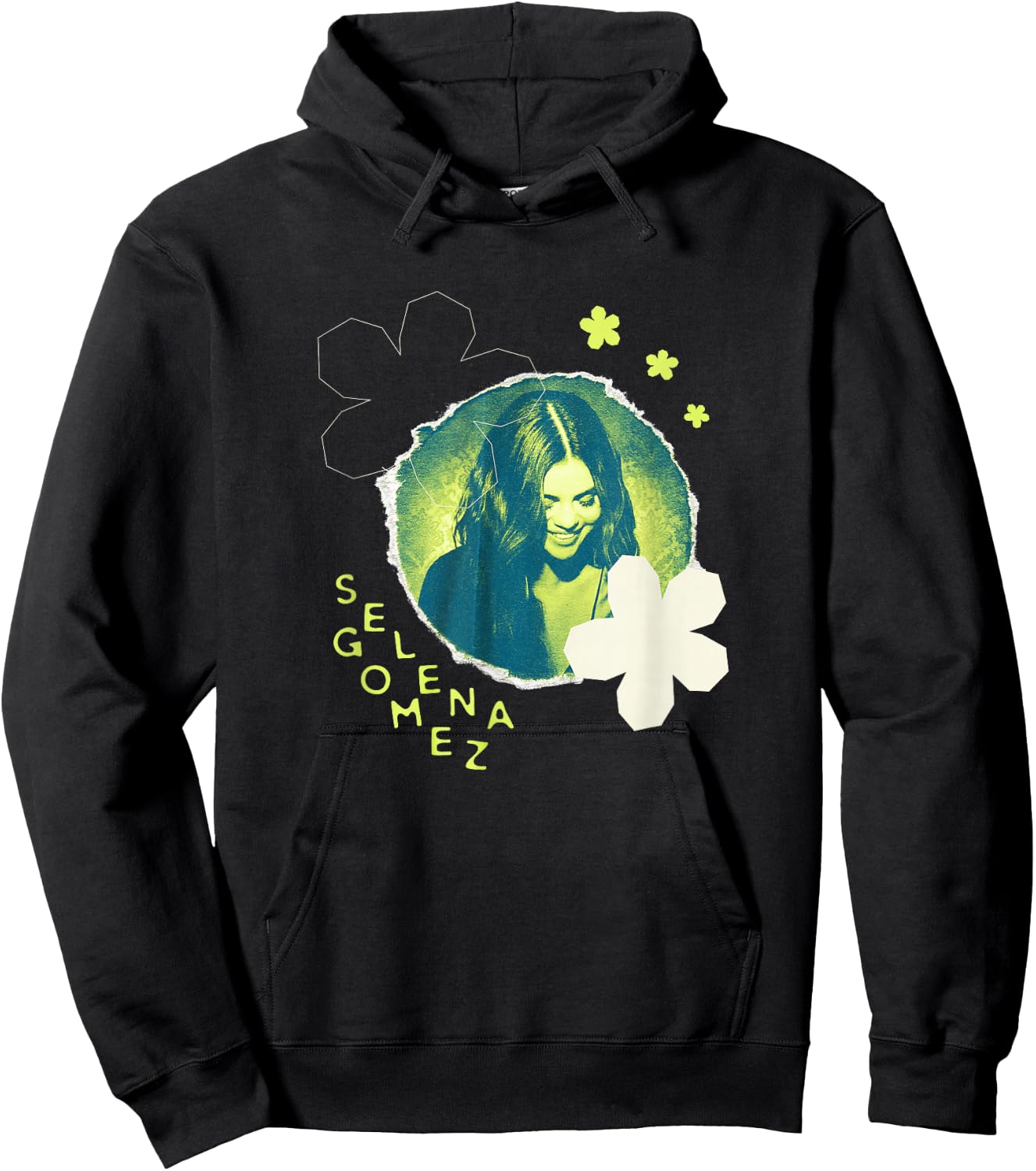 Official Selena Gomez Green Flower Photo Hoodie - Hoodie | Black