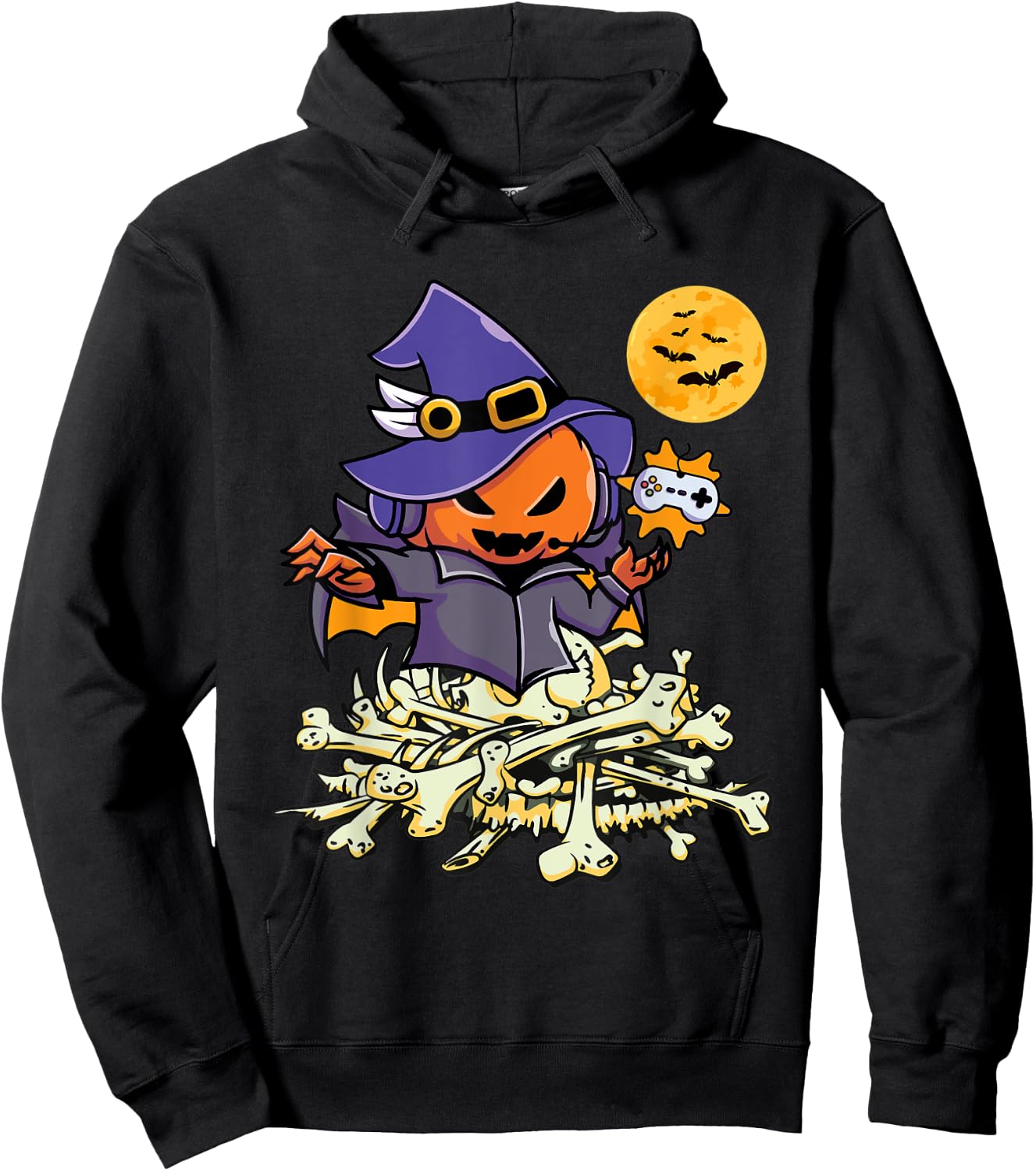 Halloween Pumpkin Gamer Ghost Wizard Boys Kids Teens Gaming Hoodie - Hoodie | Black