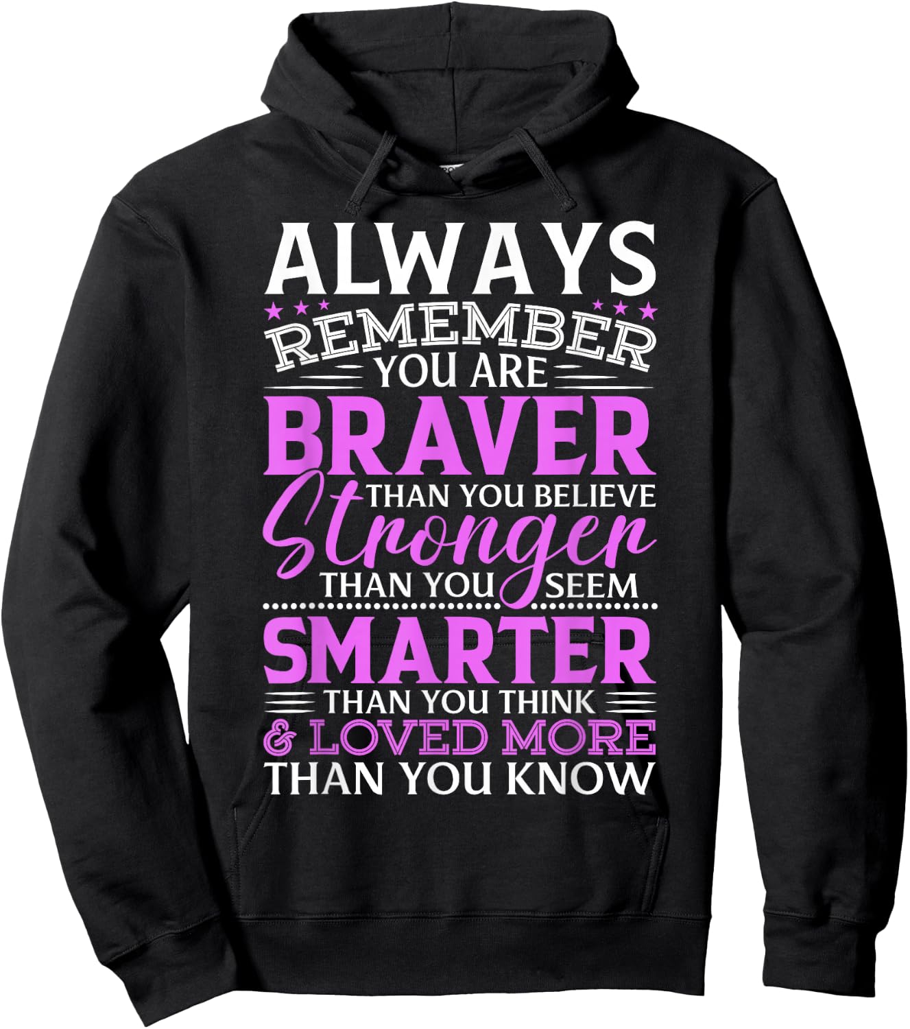 Always Remember You Are Braver Than You Think Stronger Hoodie - Hoodie | Black