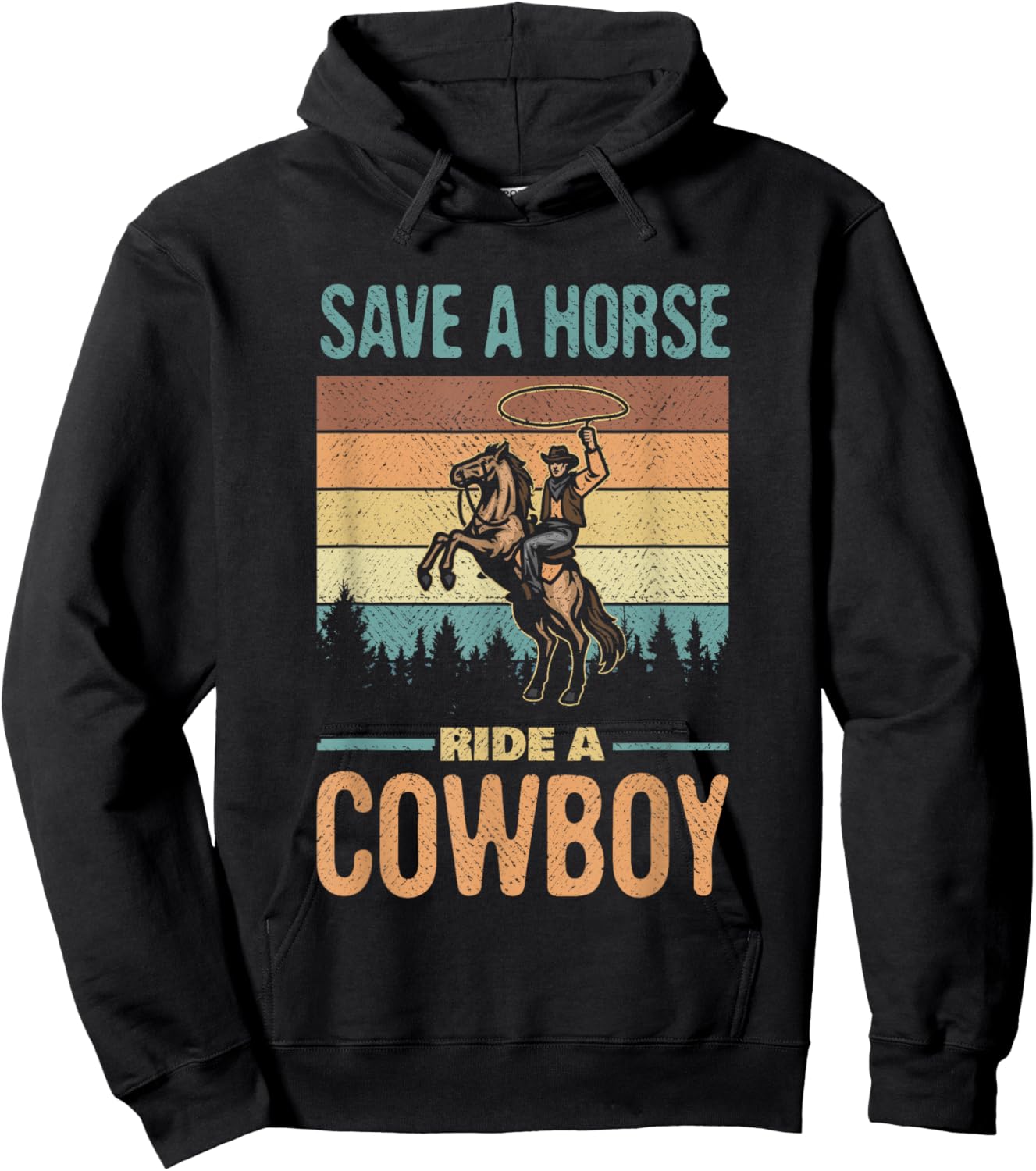 Save A Horse Ride A Cowboy Vintage Cowgirl Southern Western Hoodie - Hoodie | Black
