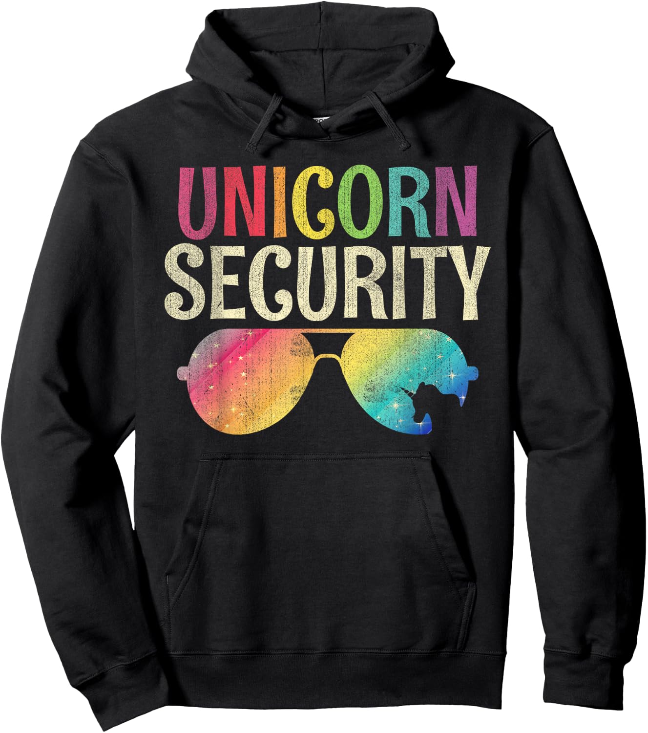 Unicorn Security Funny Sunglasses Unicorn Kids Hoodie - Hoodie | Black