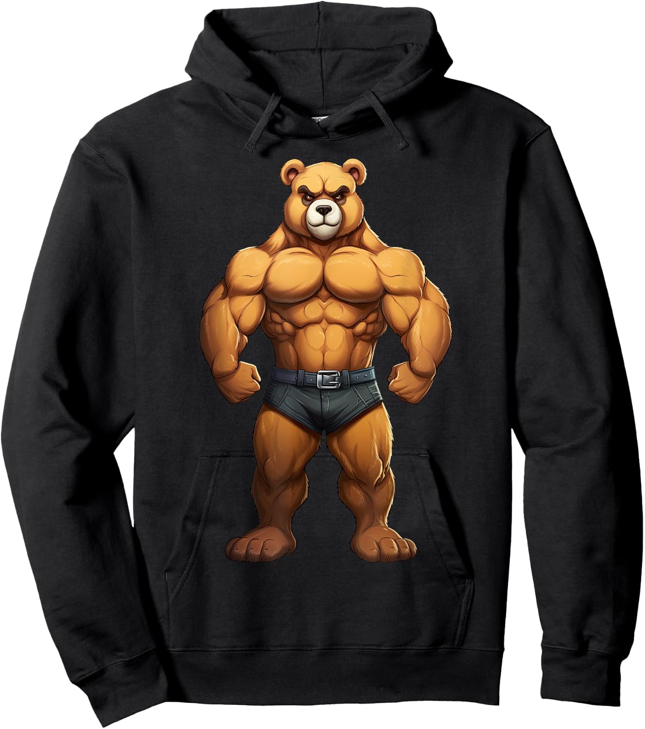 Teddy Bear Bodybuilder Muscular Body Gym Fitness Hoodie - Hoodie | Black