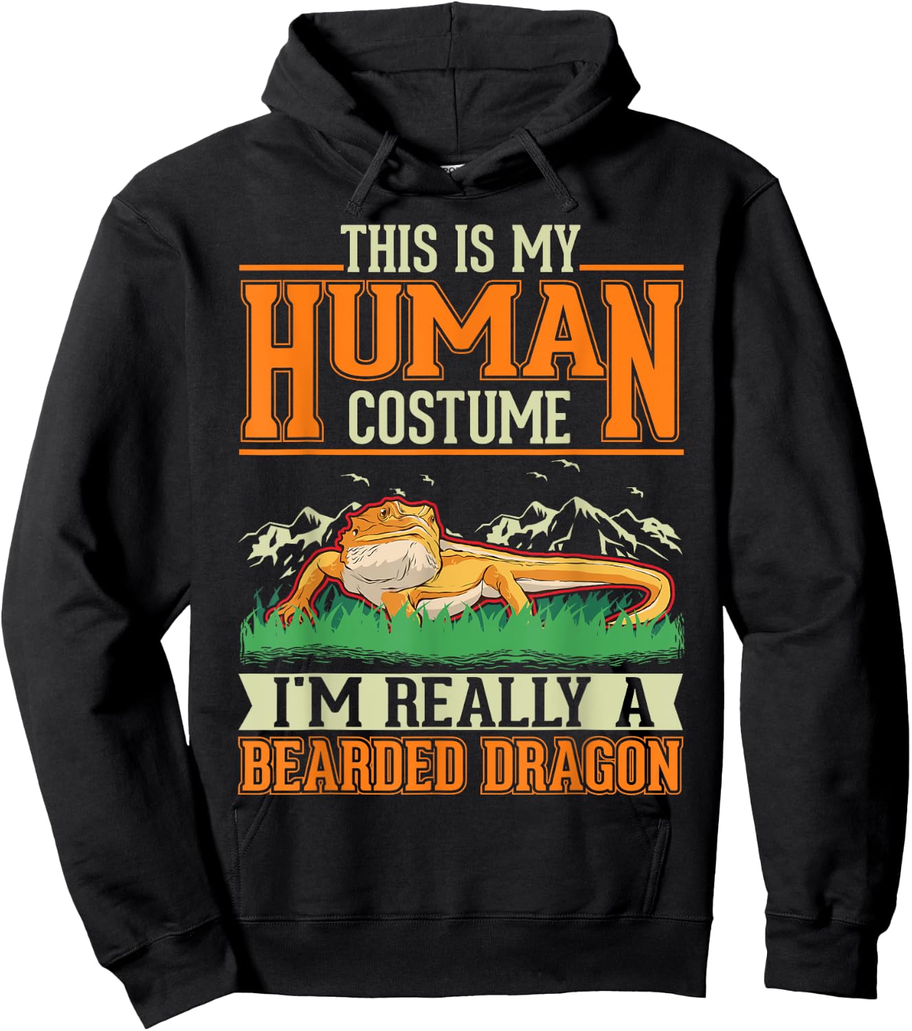 Bearded Dragon Human Costume Halloween Bearded Dragon Hoodie - Hoodie | Black