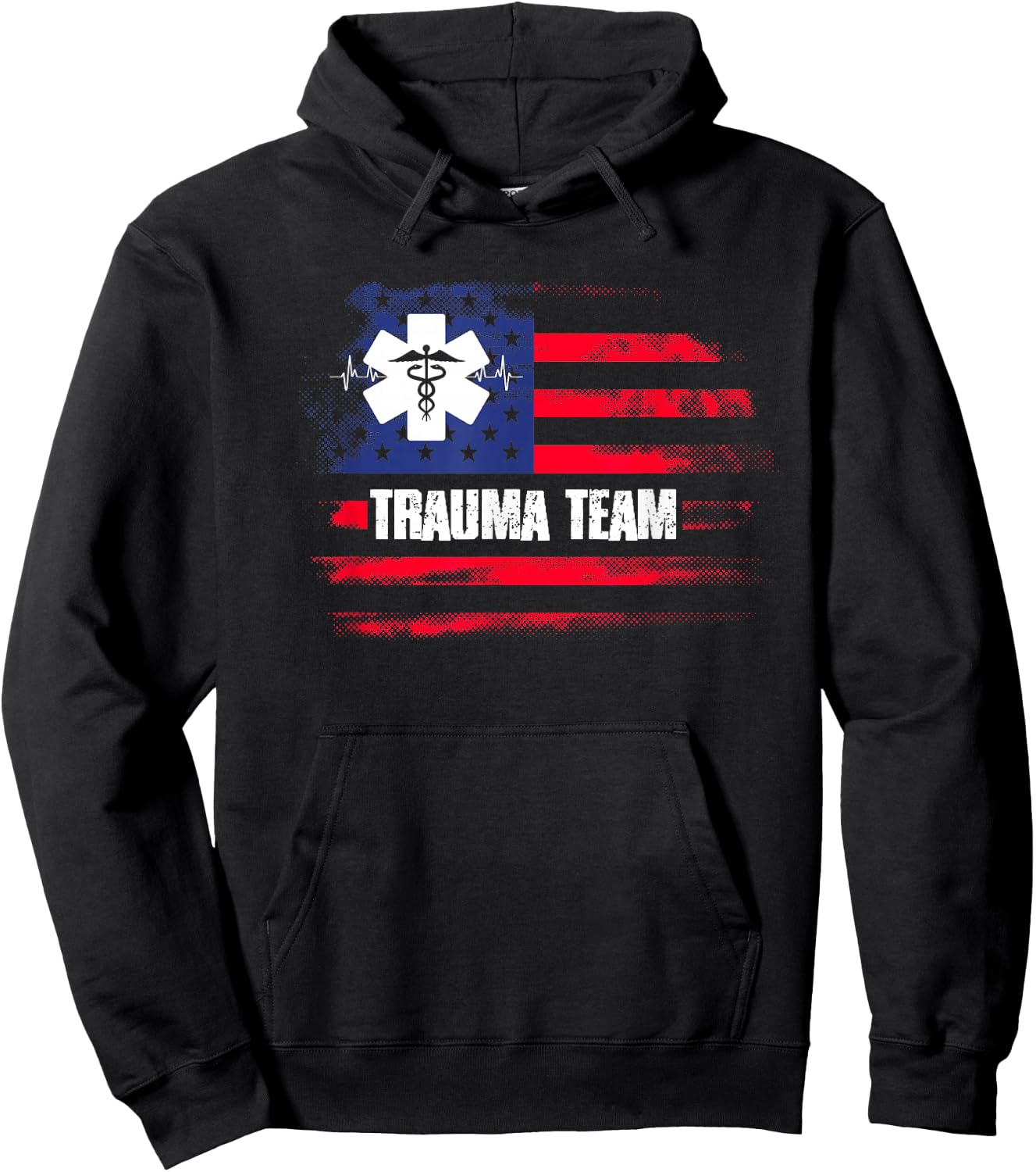 Trauma Team US Flag | Emergency Nurse | Traumatology Hoodie - Hoodie | Black