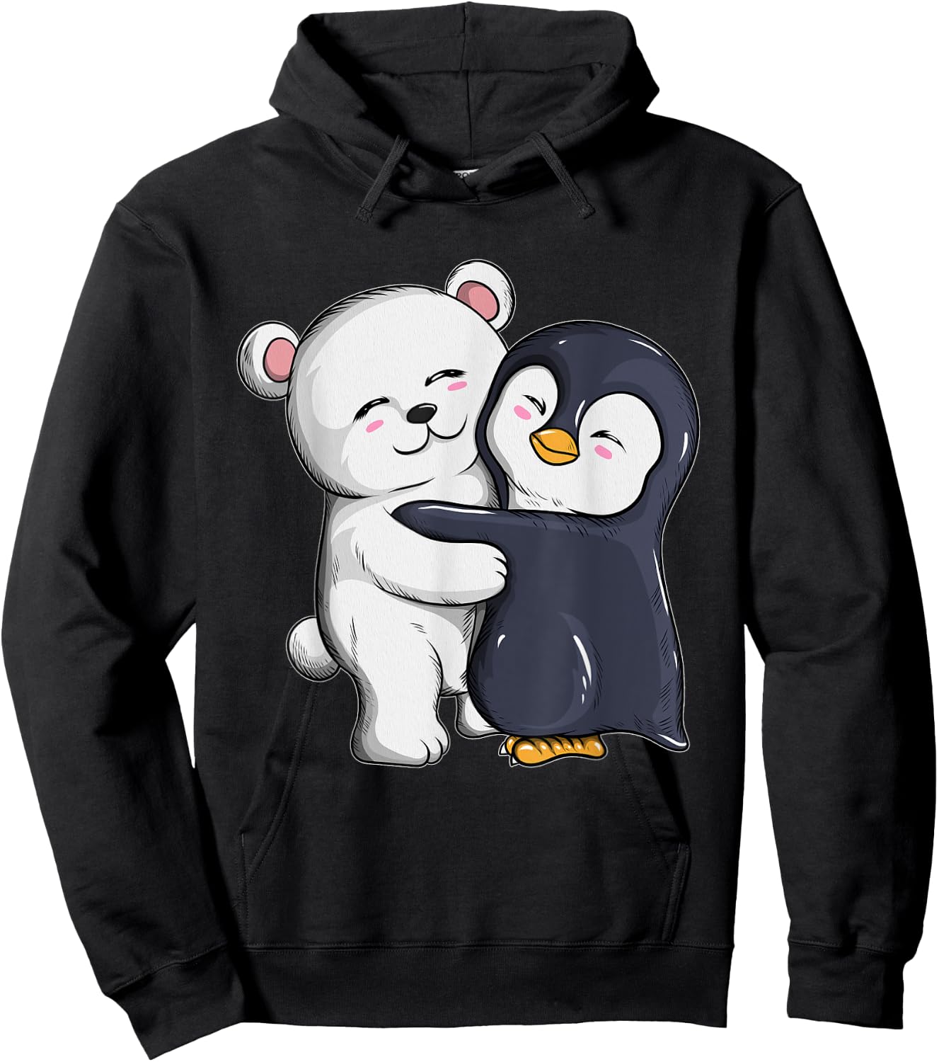 Cute Polar Bear Penguin Hugs Hugs Penguins Polar Bears Hoodie - Hoodie | Black