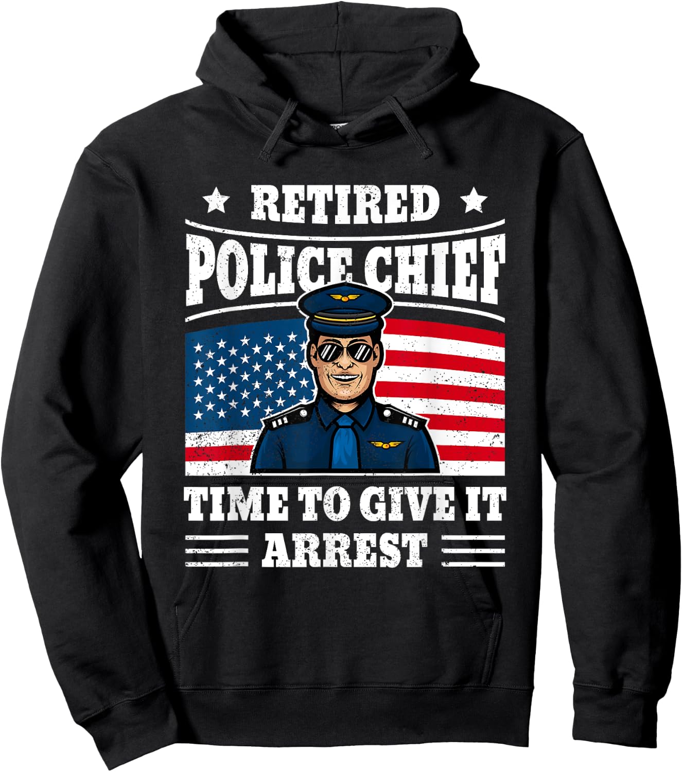 Retired Police Officer Chief Humor Blue Line Cope Retirement Hoodie - Hoodie | Black
