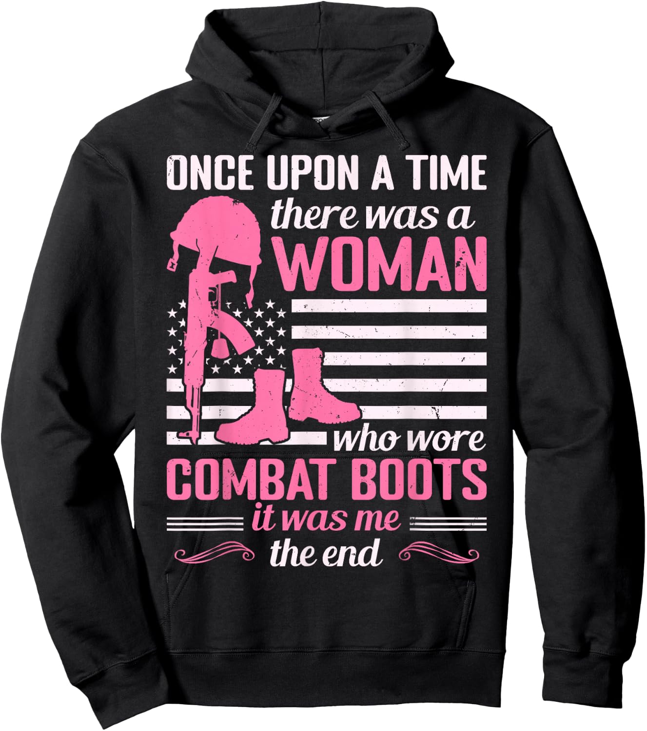 Woman Who Wore Combat Boots Funny Female Veteran Mom Grandma Hoodie - Hoodie | Black