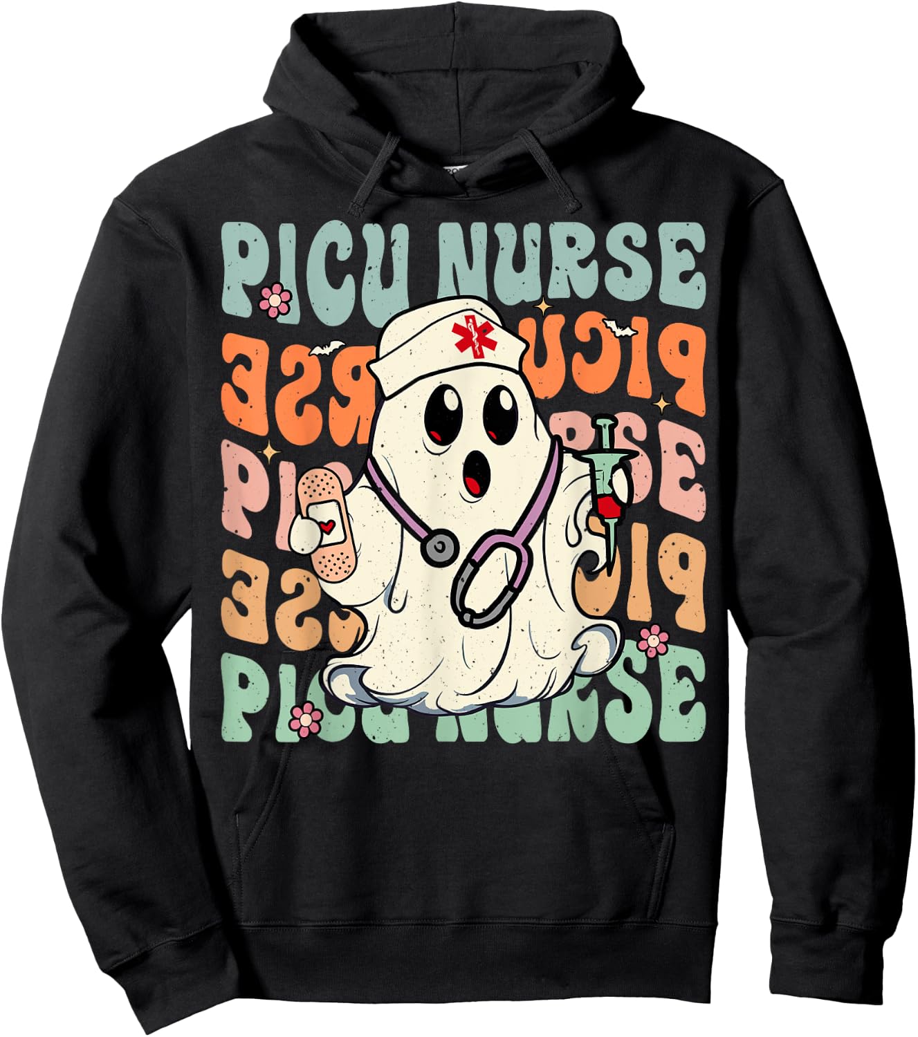 Groovy PICU Nurse Halloween Costume Peds Nurse Hoodie - Hoodie | Black