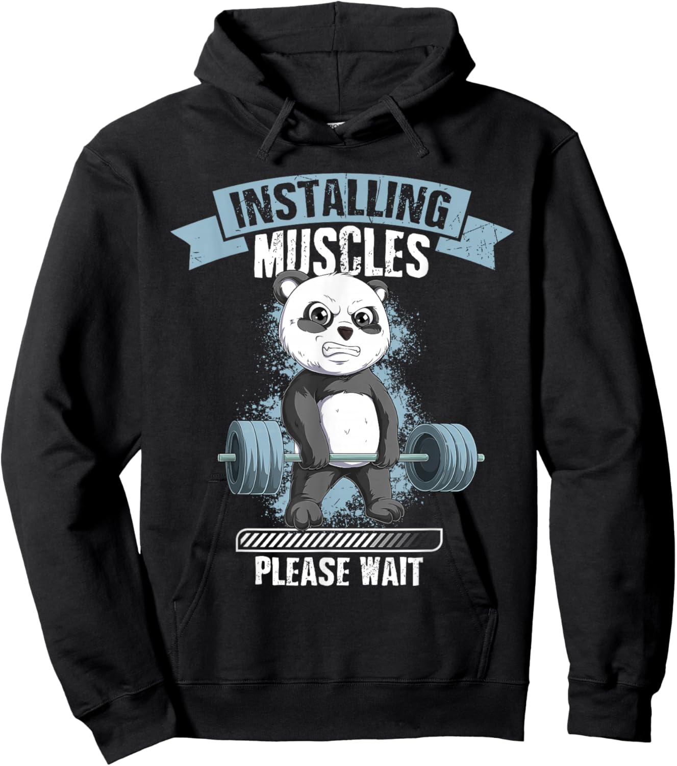 Muscle Building Fitness Panda Weightlifting Barbell Training Hoodie - Hoodie | Black