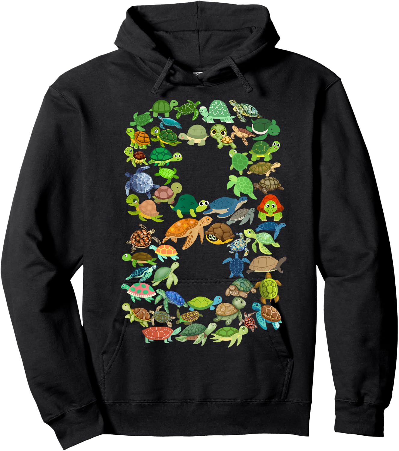 Kids 8th Birthday Sea Turtle Tortoise Themed 8 Year Old Boys Hoodie - Hoodie | Black