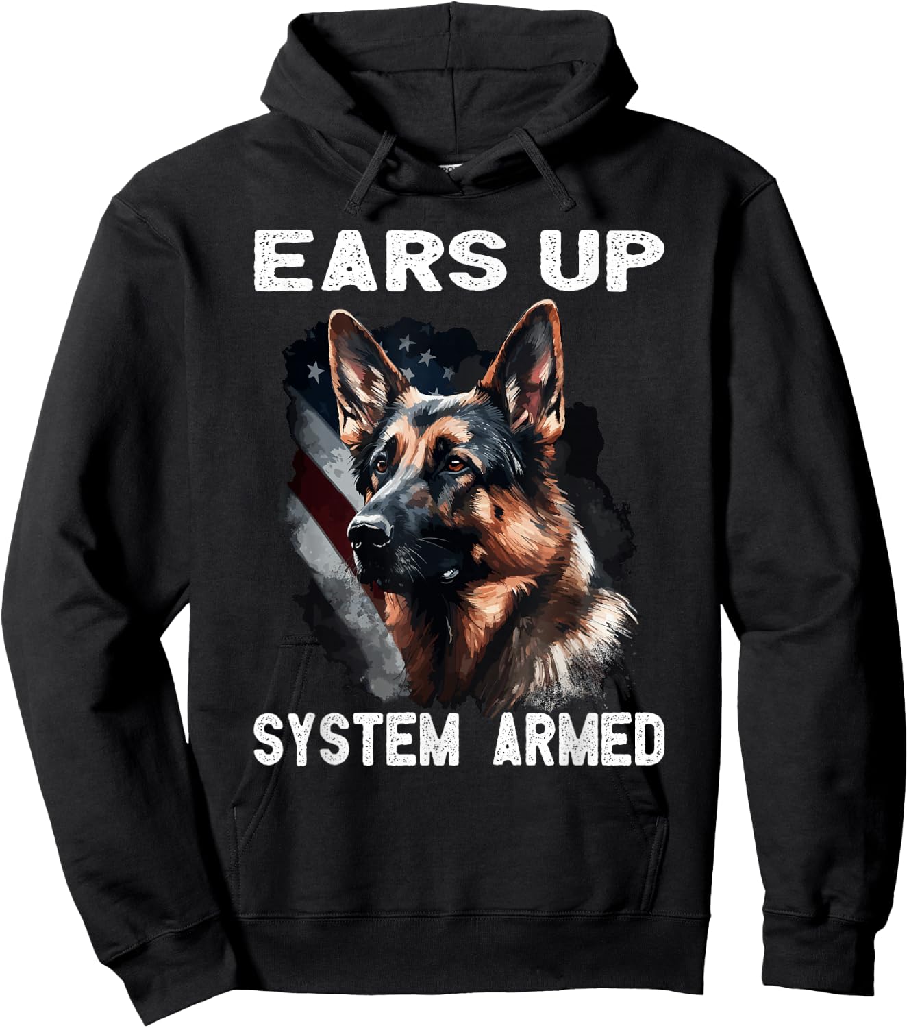 USA Flag with German Shepherd Hoodie - Hoodie | Black