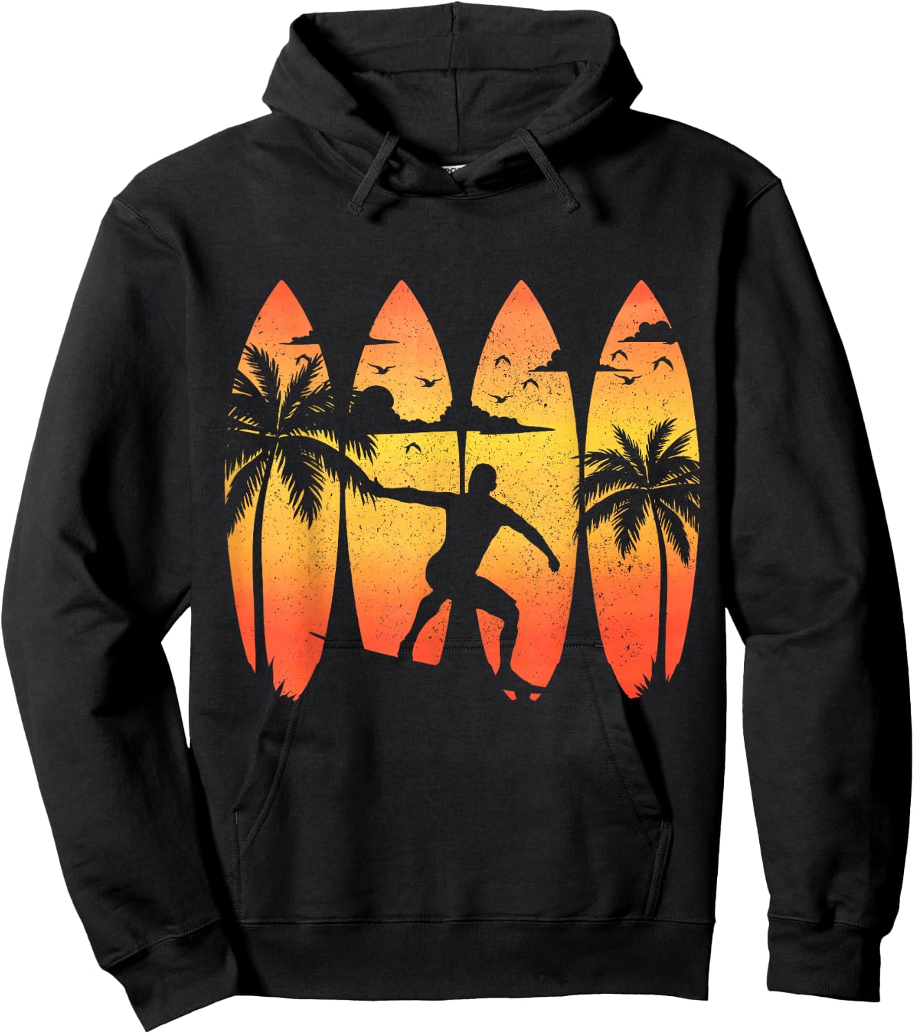 Surfer Surfboard Vintage Surfing Beach Summer Surf Hoodie - Hoodie | Black