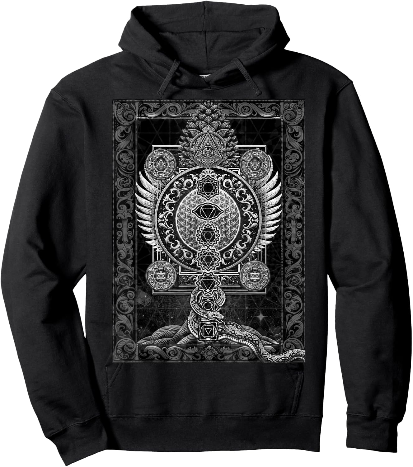 Sacred Geometry Esoteric Spiritual Psychedelic Flower Occult Hoodie - Hoodie | Black